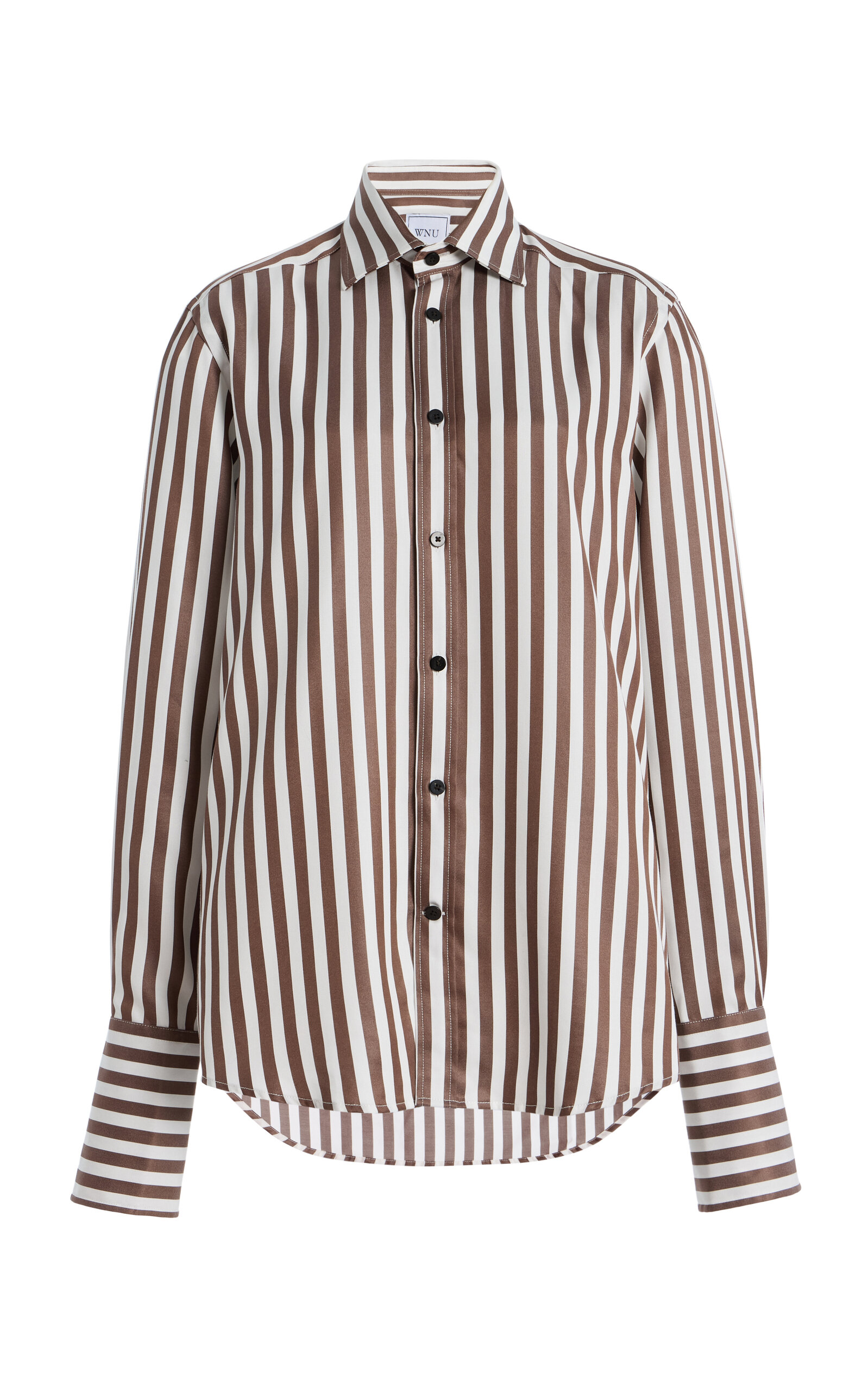 With Nothing Underneath Exclusive The Boyfriend Exaggerated-Cuff Striped Shirt
