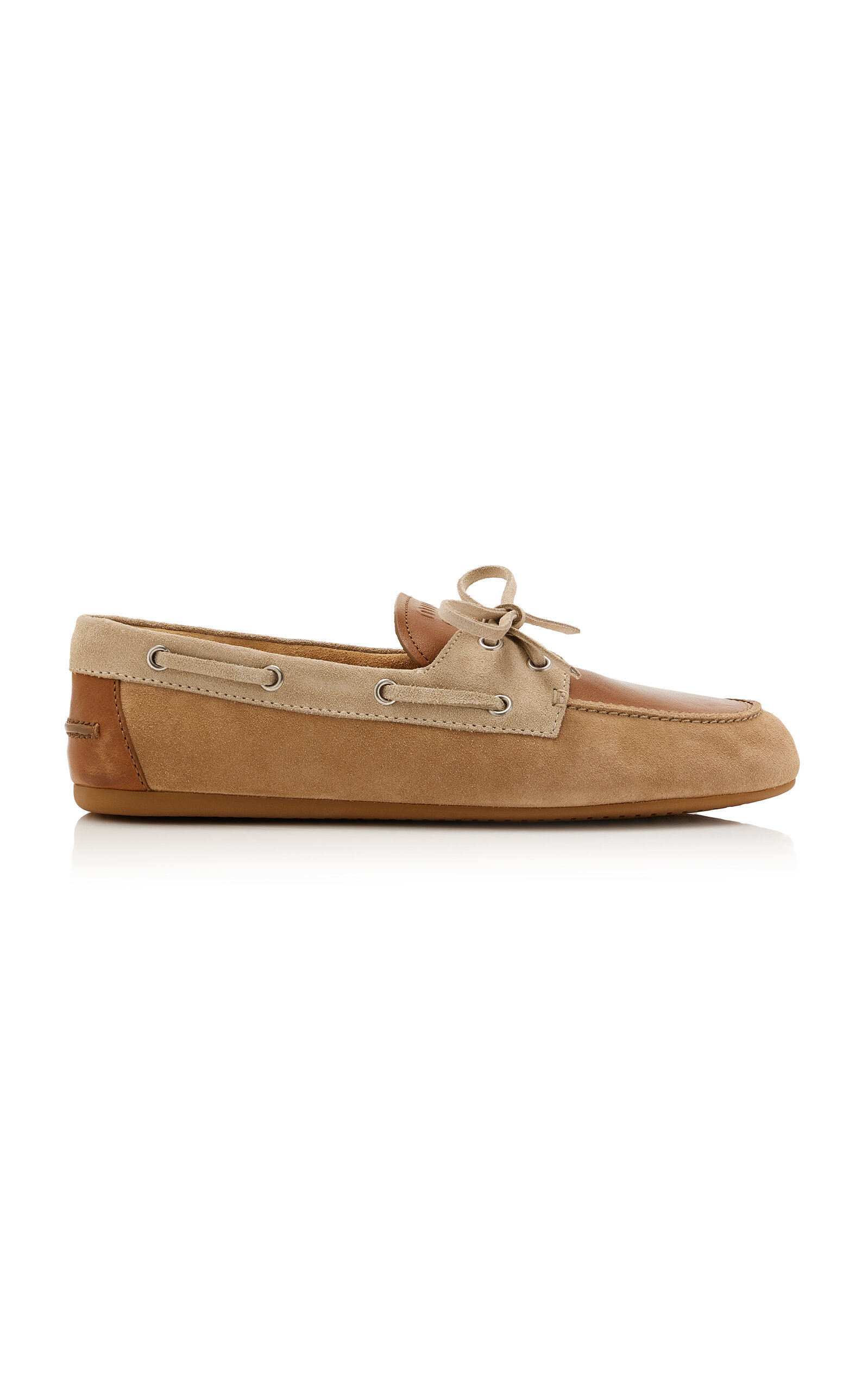Miu Miu Leather and Suede Boat Shoes