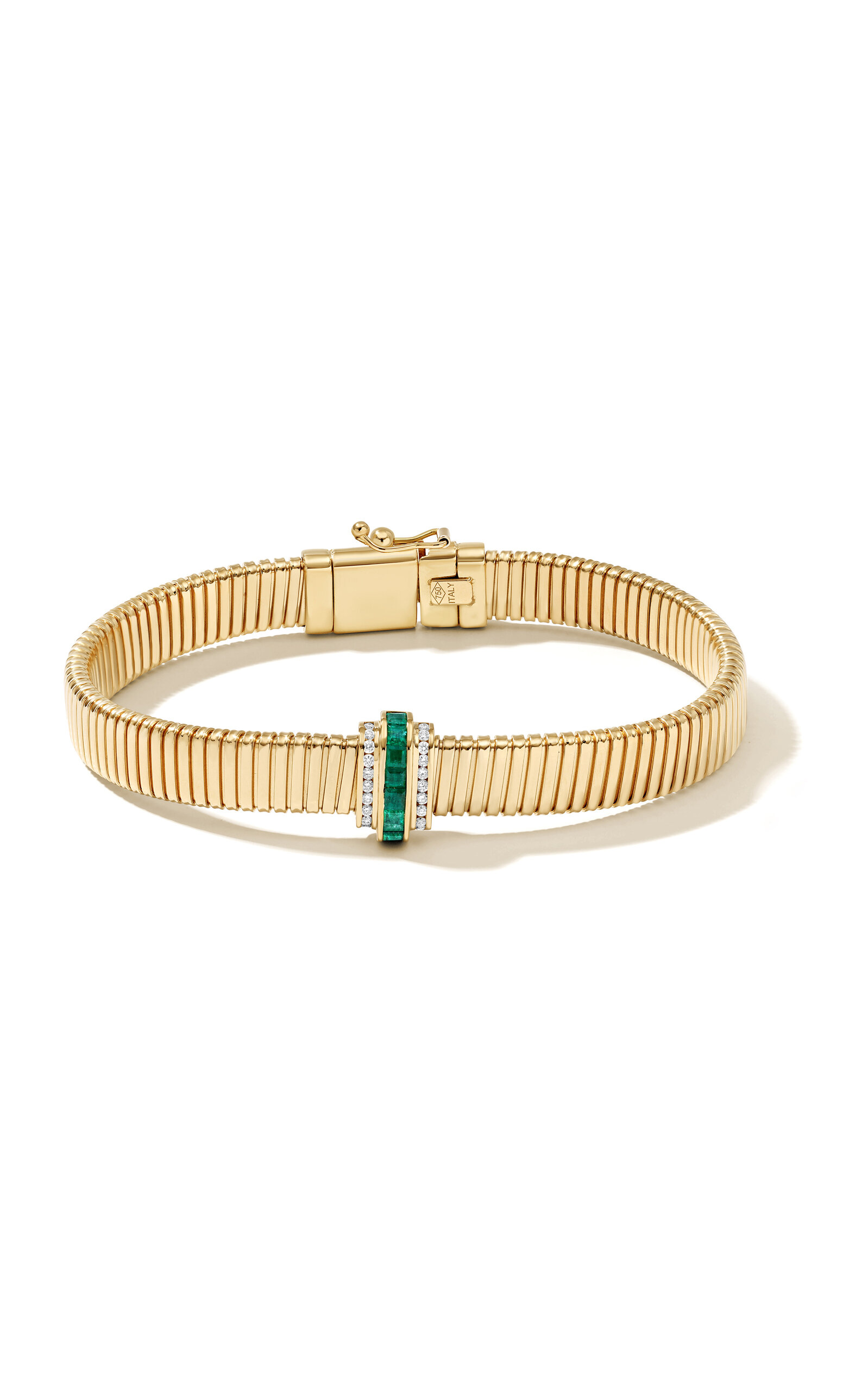 State Property Raisina 18k Yellow Gold Diamond Emerald Bracelet In Gold