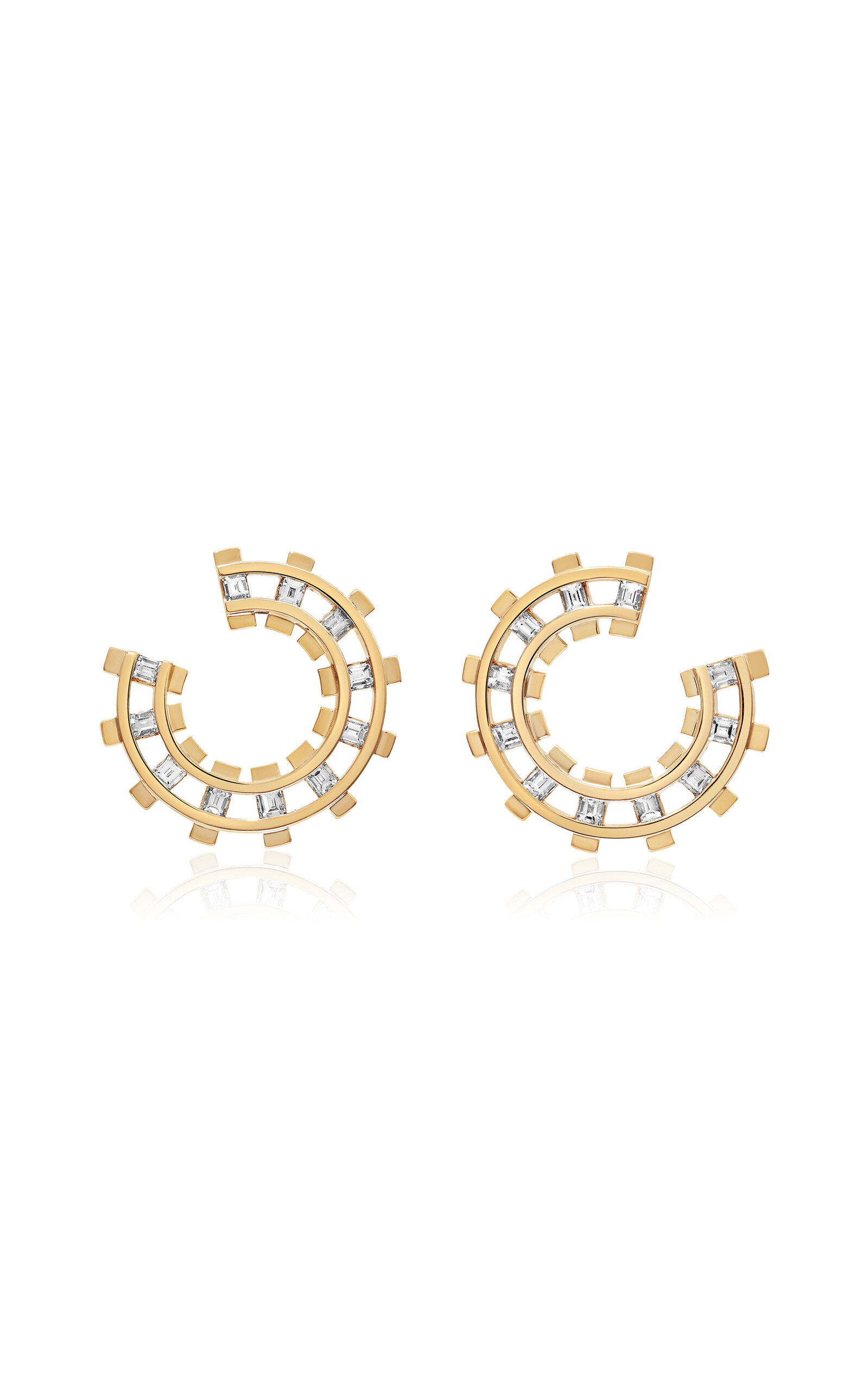 State Property Railroad 18k Yellow Gold Diamond Earrings In Gold