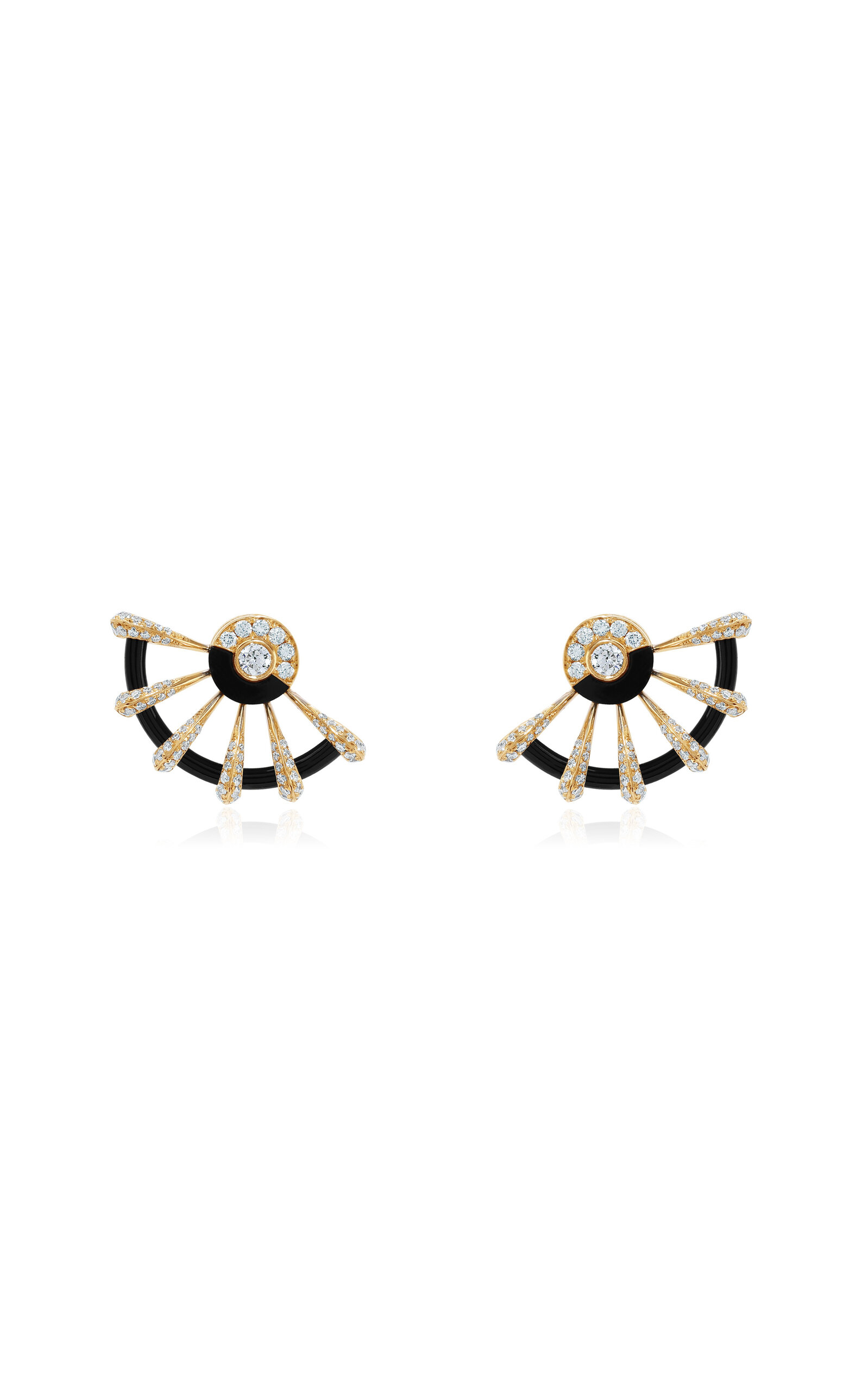 State Property Borsh Discus 18k Yellow Gold Diamond Onyx Earrings In Black