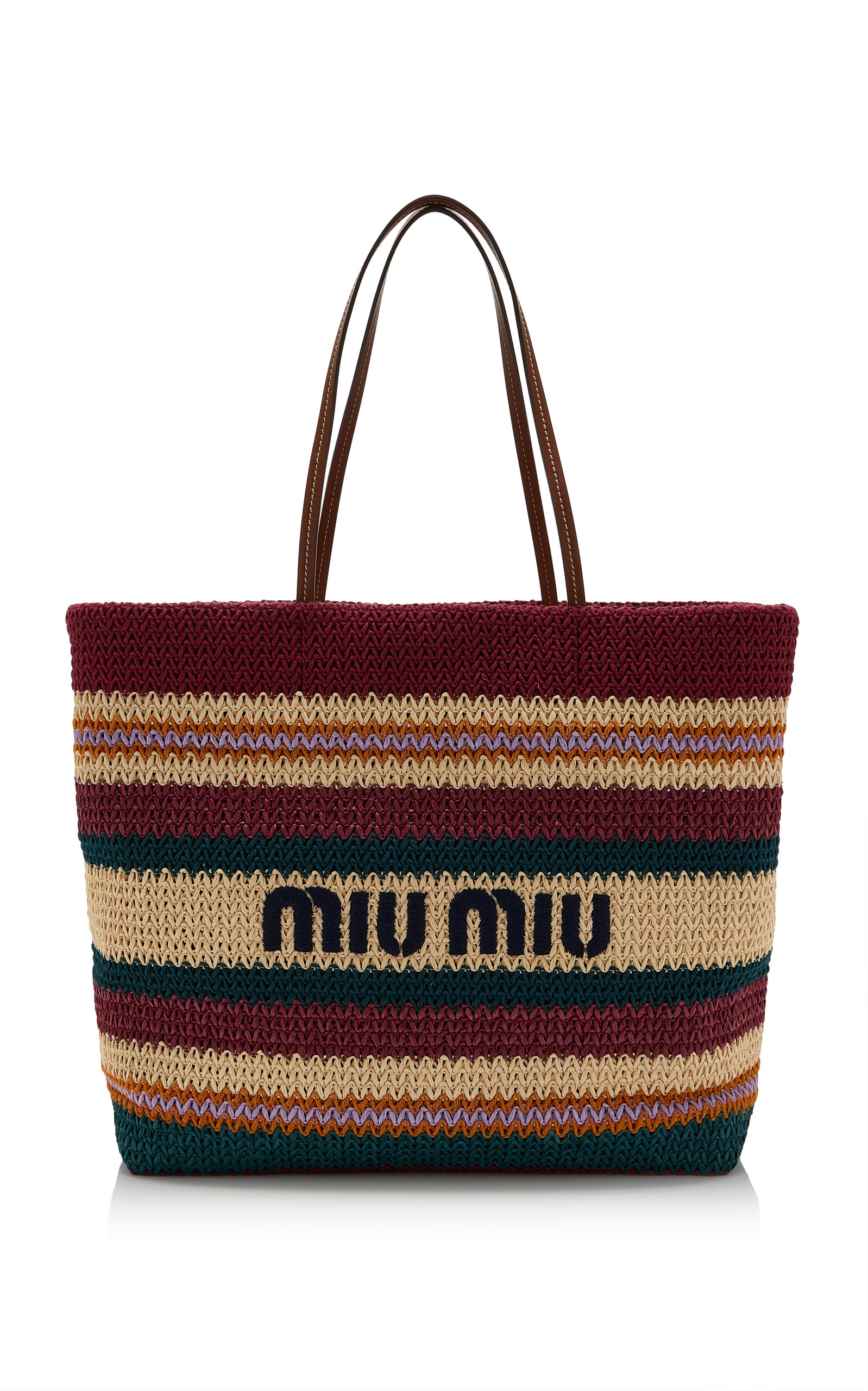 Miu Miu Raffia-Effect Woven Tote Bag