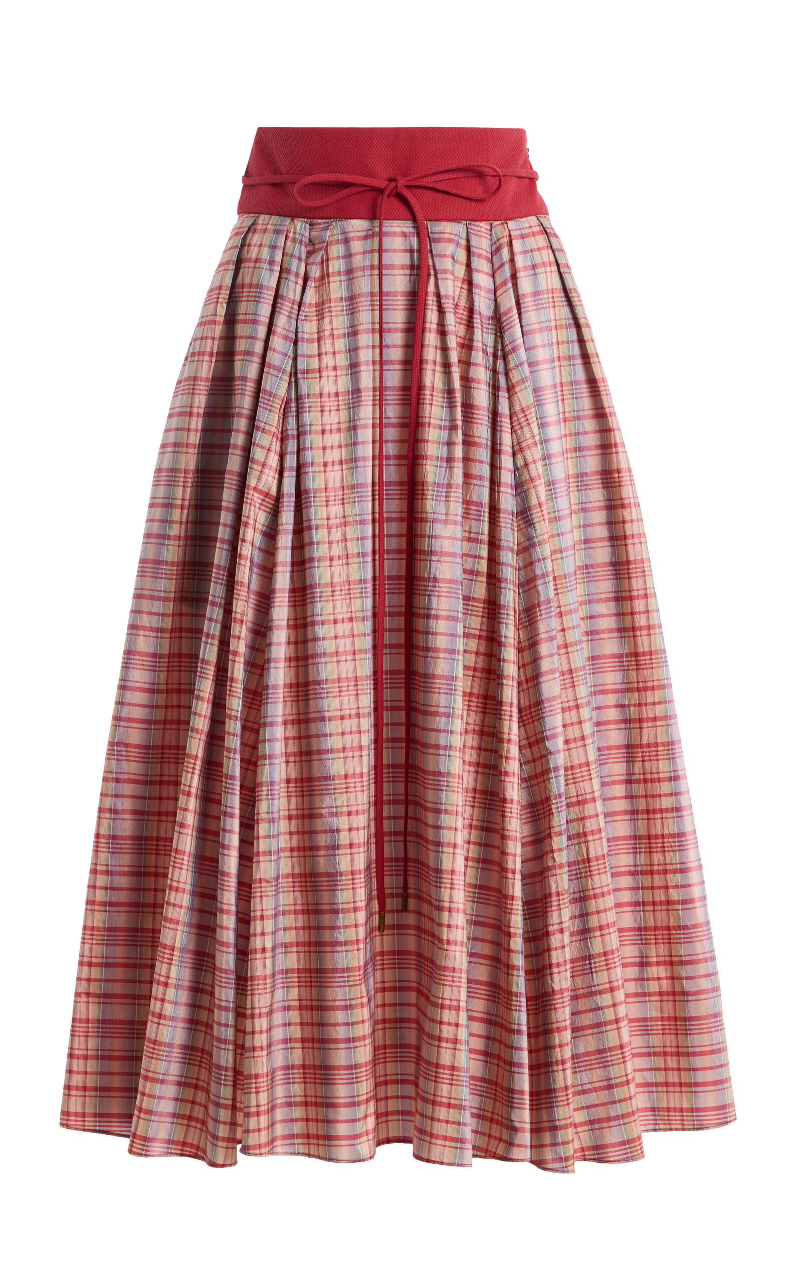 Rosie Assoulin Exclusive Pleated Plaid Silk-Blend Full Midi Skirt