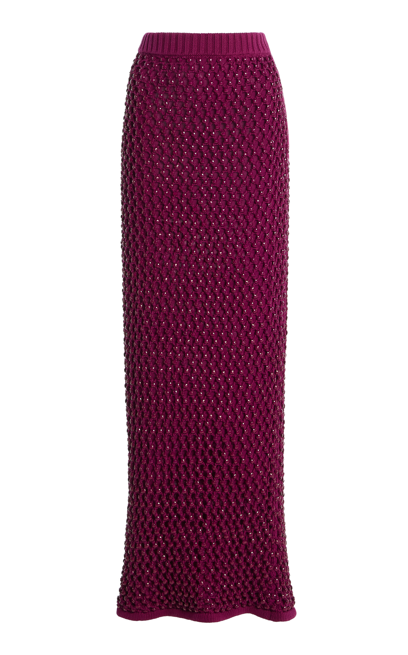 Diotima Spice Crystal-Embellished Cotton-Blend Knit Maxi Skirt