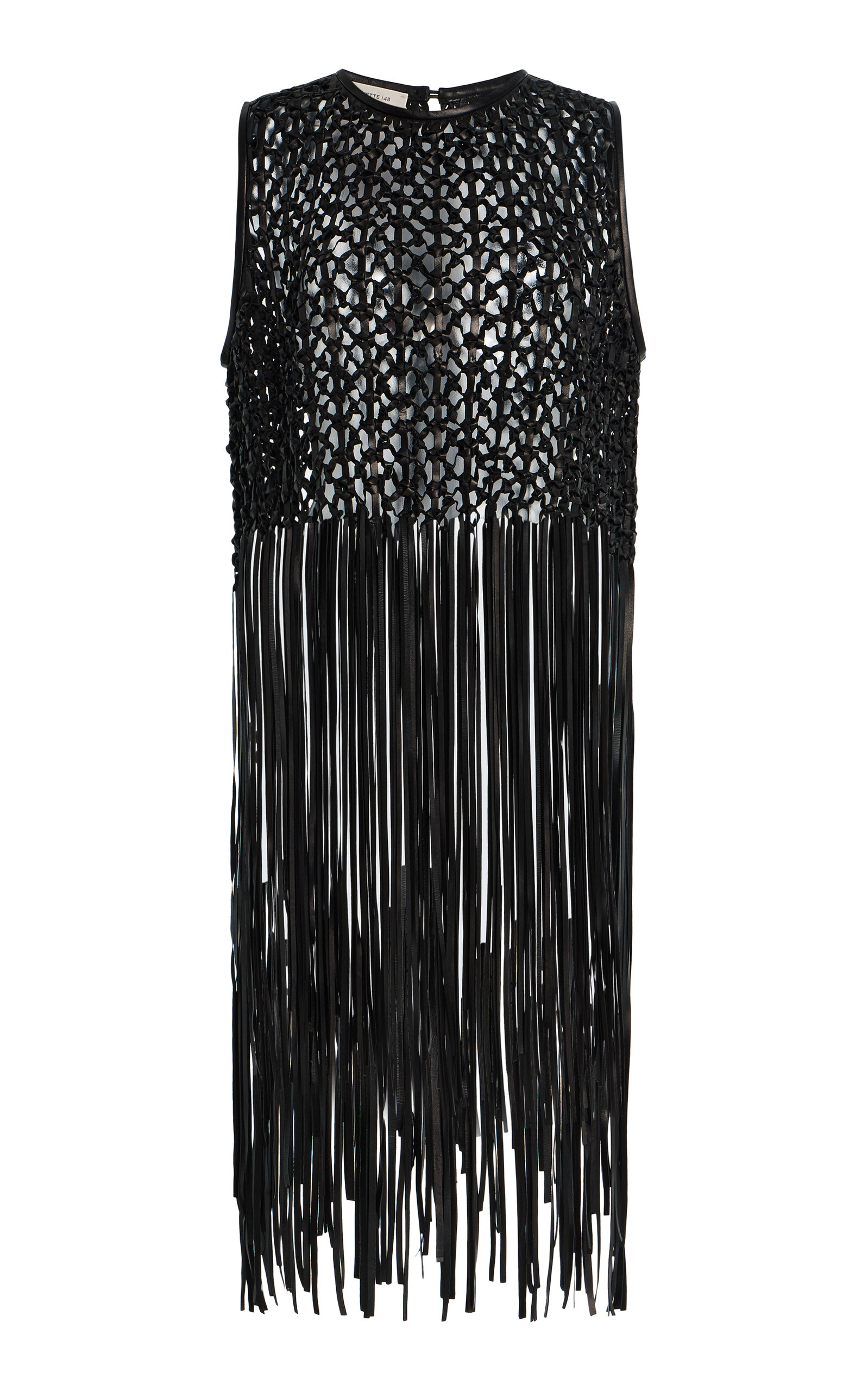 Lafayette 148 Leather Macrame Top - Black - XXL