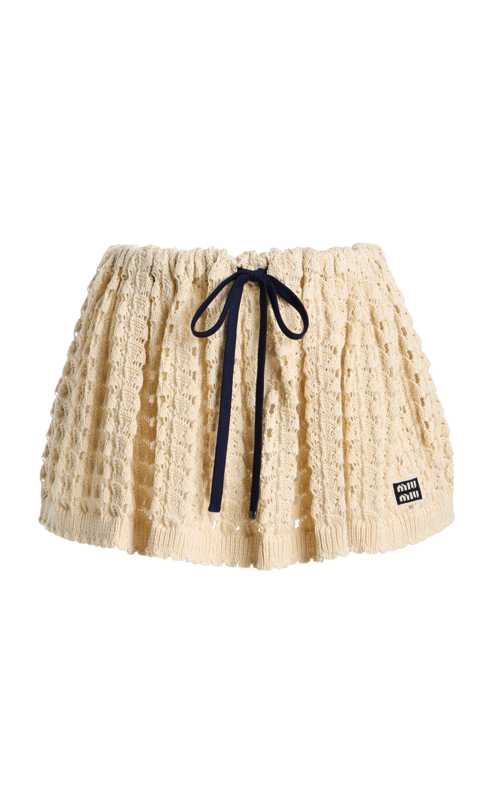 Miu Miu Crocheted Cotton Mini Skirt In White