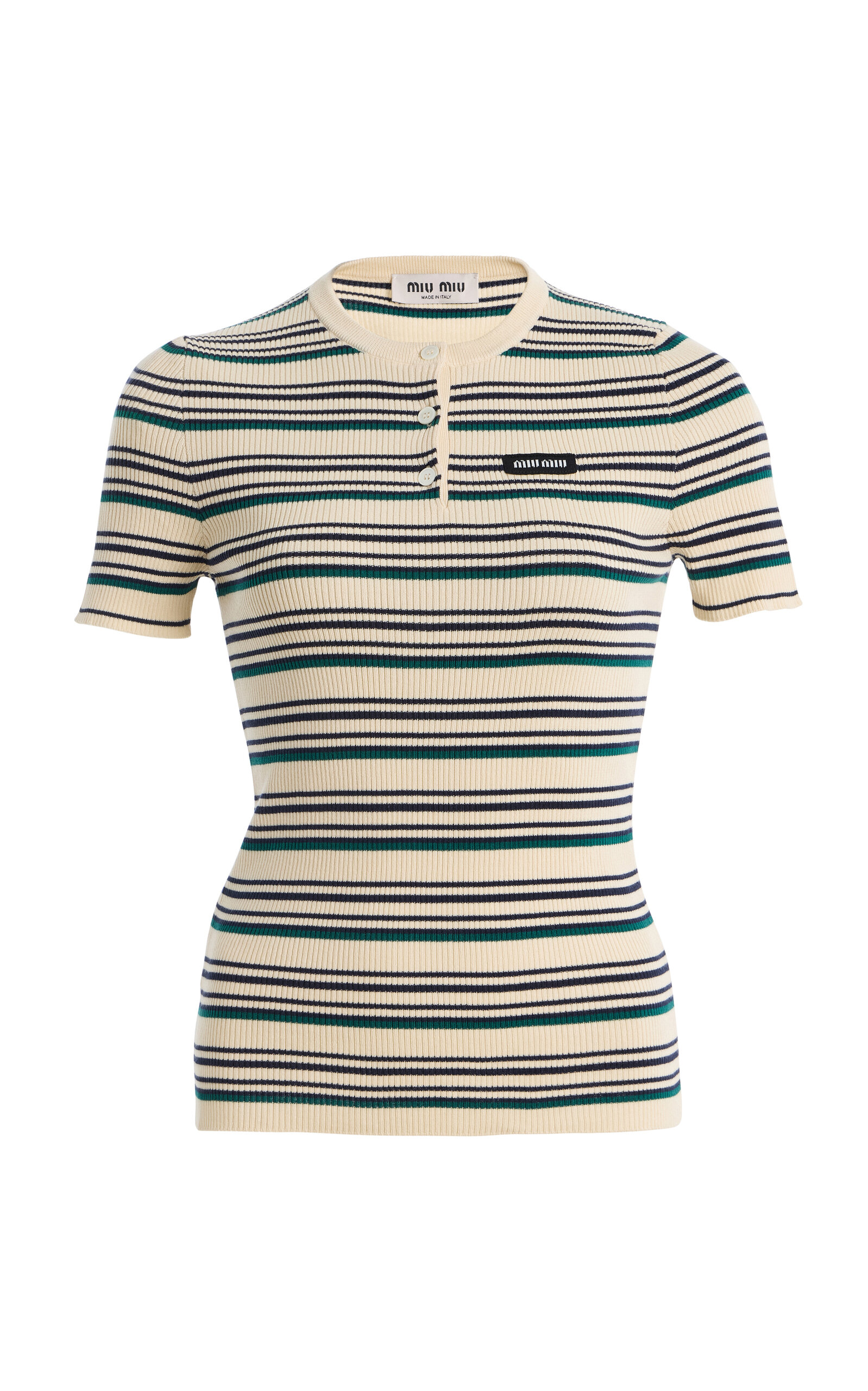 Miu Miu Striped Cotton Henley Top