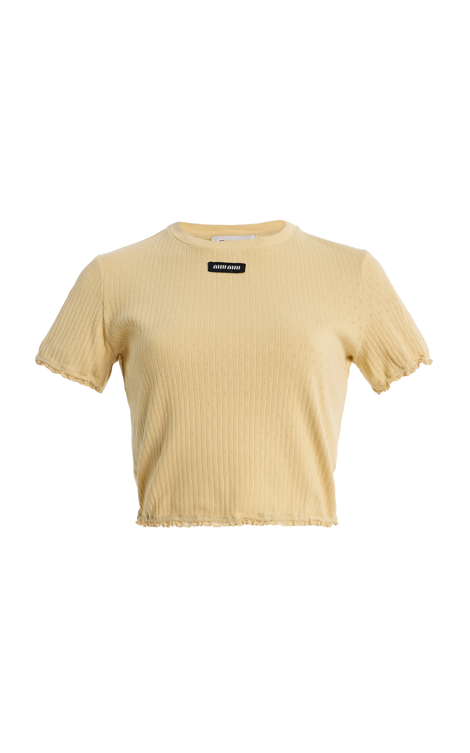 Miu Miu Pointelle-Knit Cotton Baby Tee