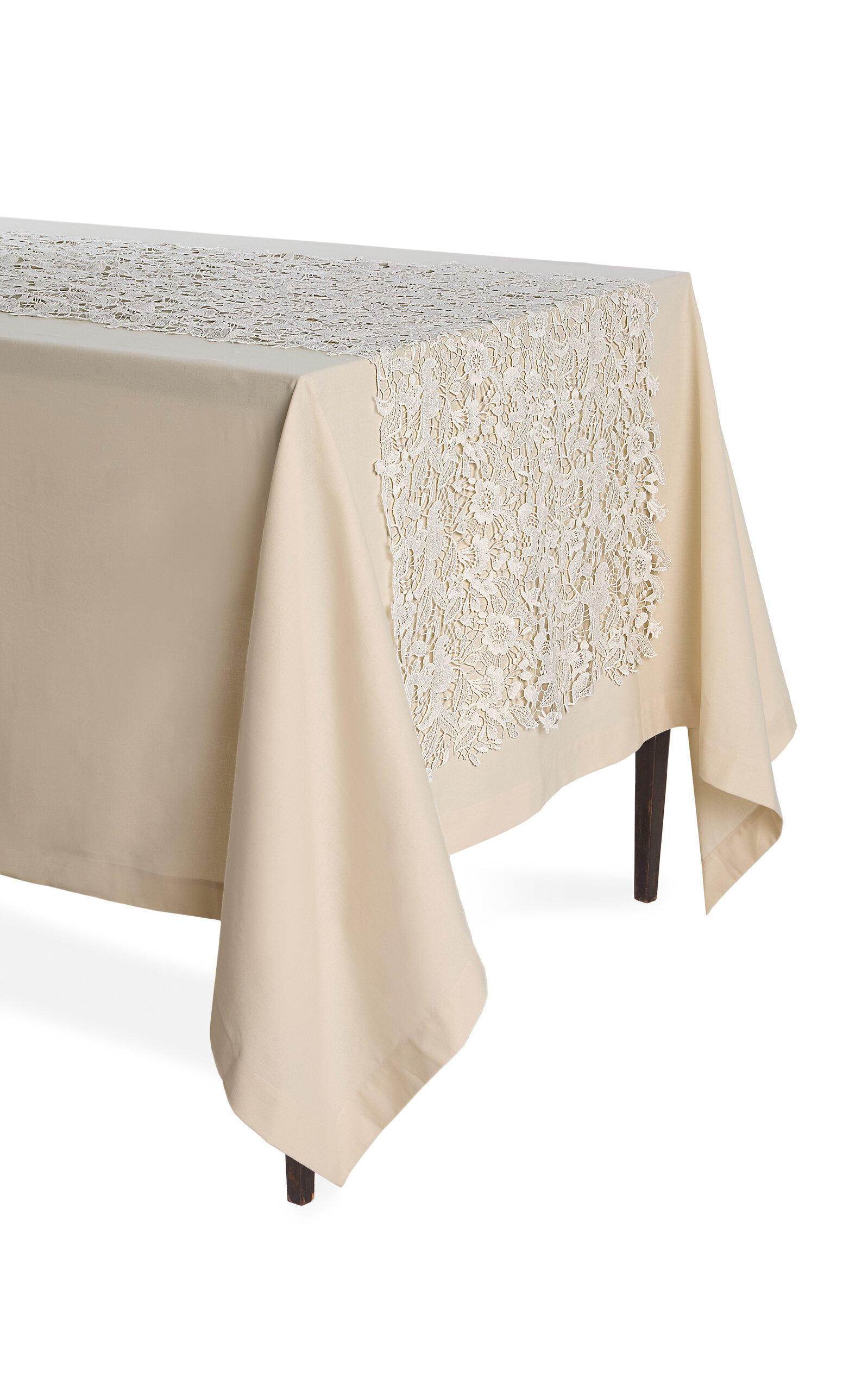 Moda Domus Lace-detailed Cotton Table Runner In White