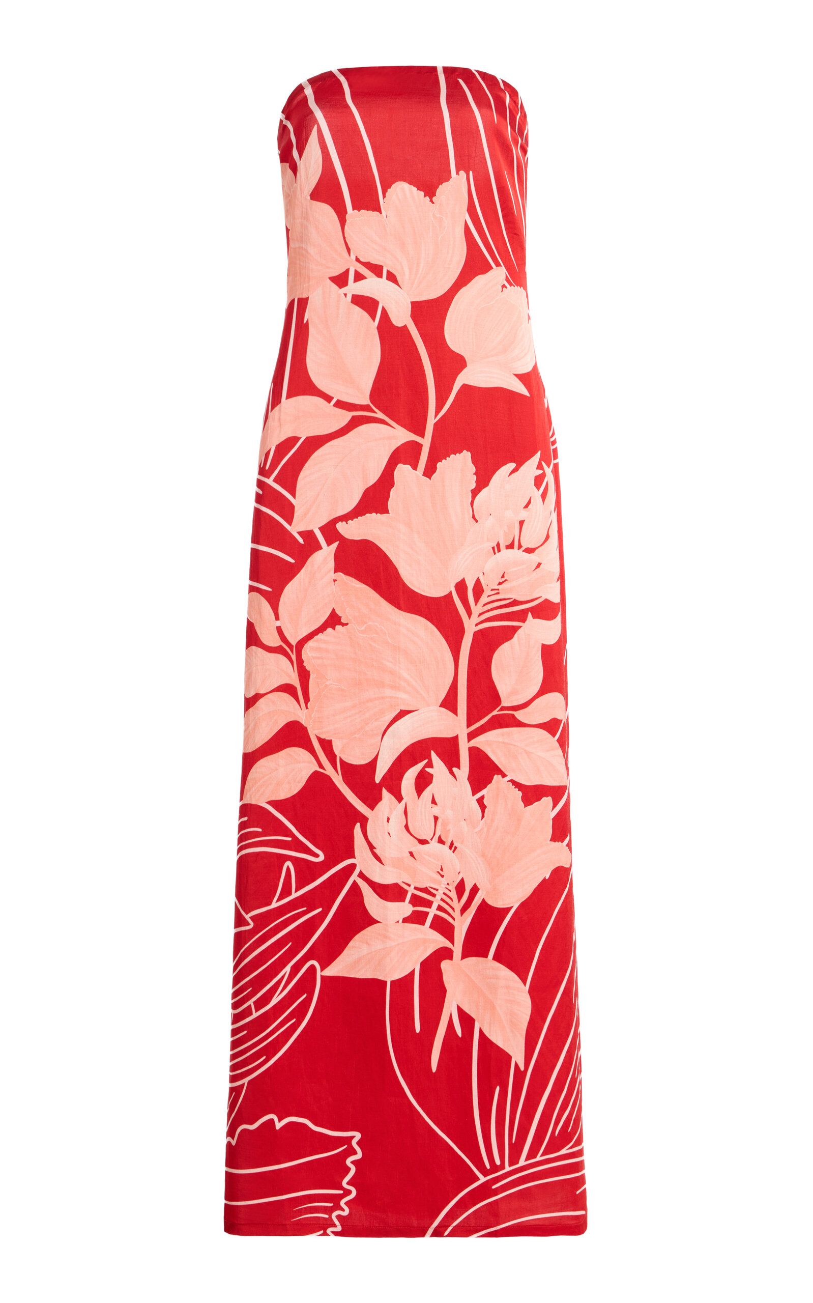 VERANDAH Exclusive Strapless Linen-Blend Maxi Dress