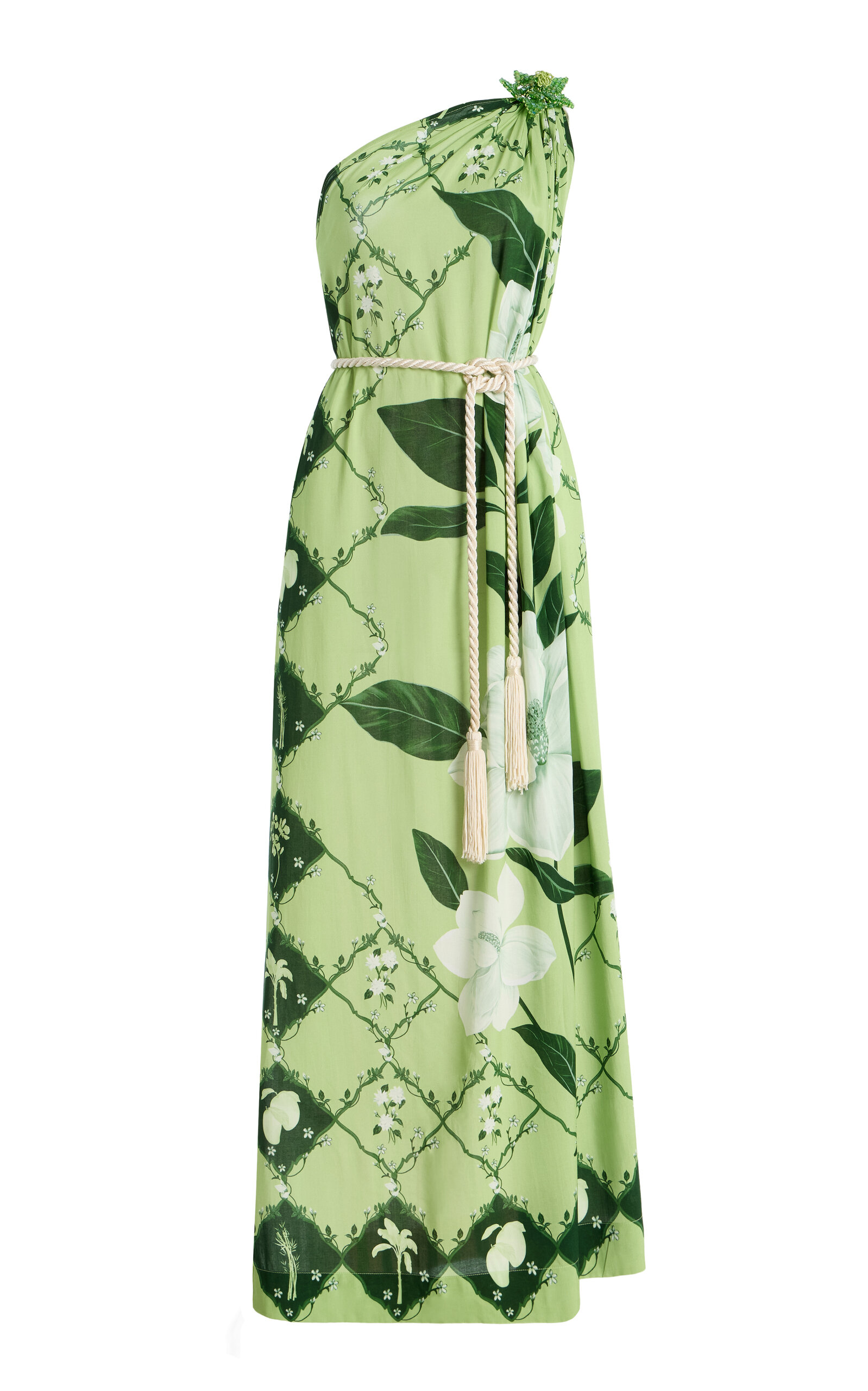 Verandah Exclusive Beaded Viscose Maxi Dress In Green