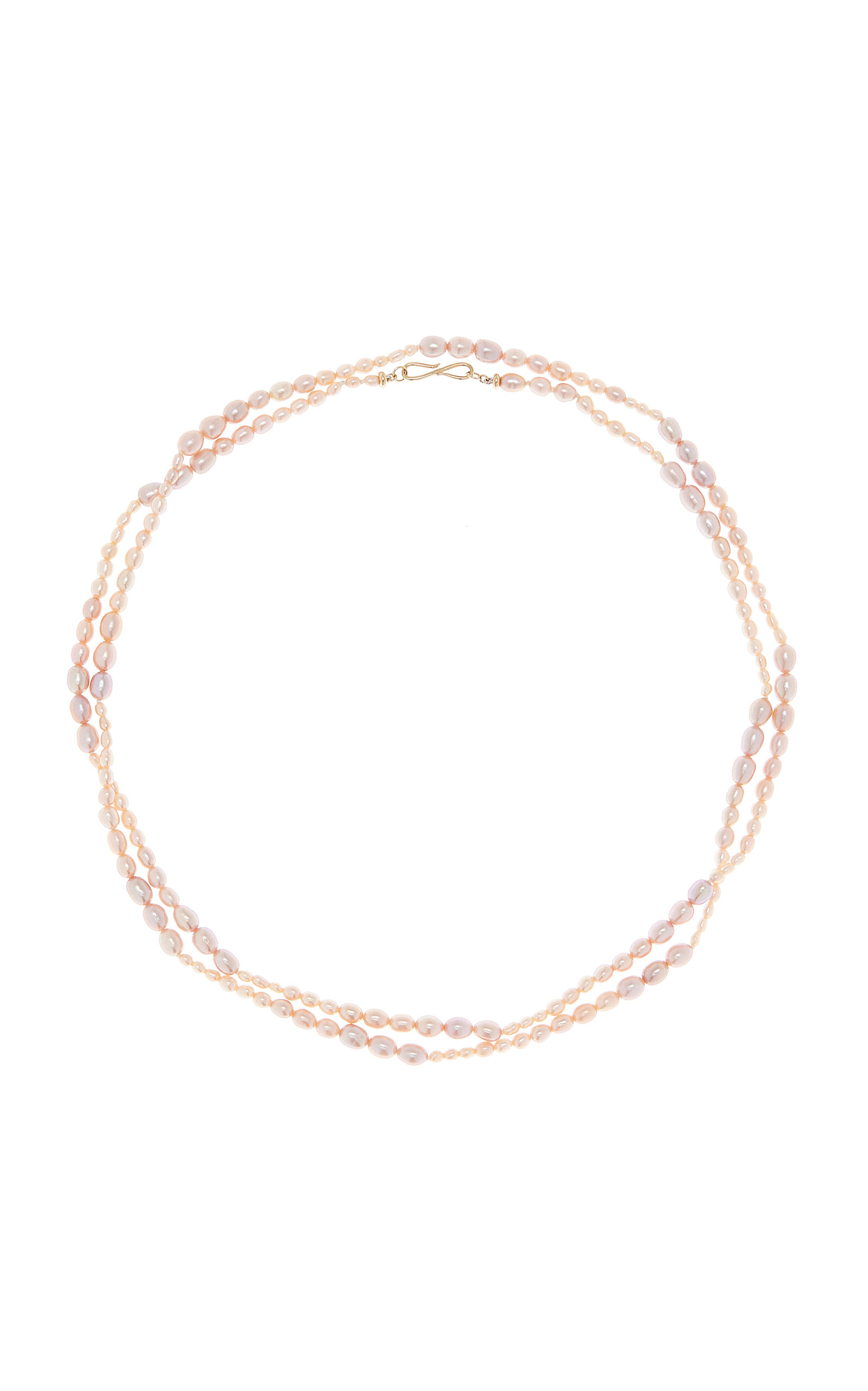 White/space Dario Opera 14k Yellow Gold Pearl Necklace In Pink