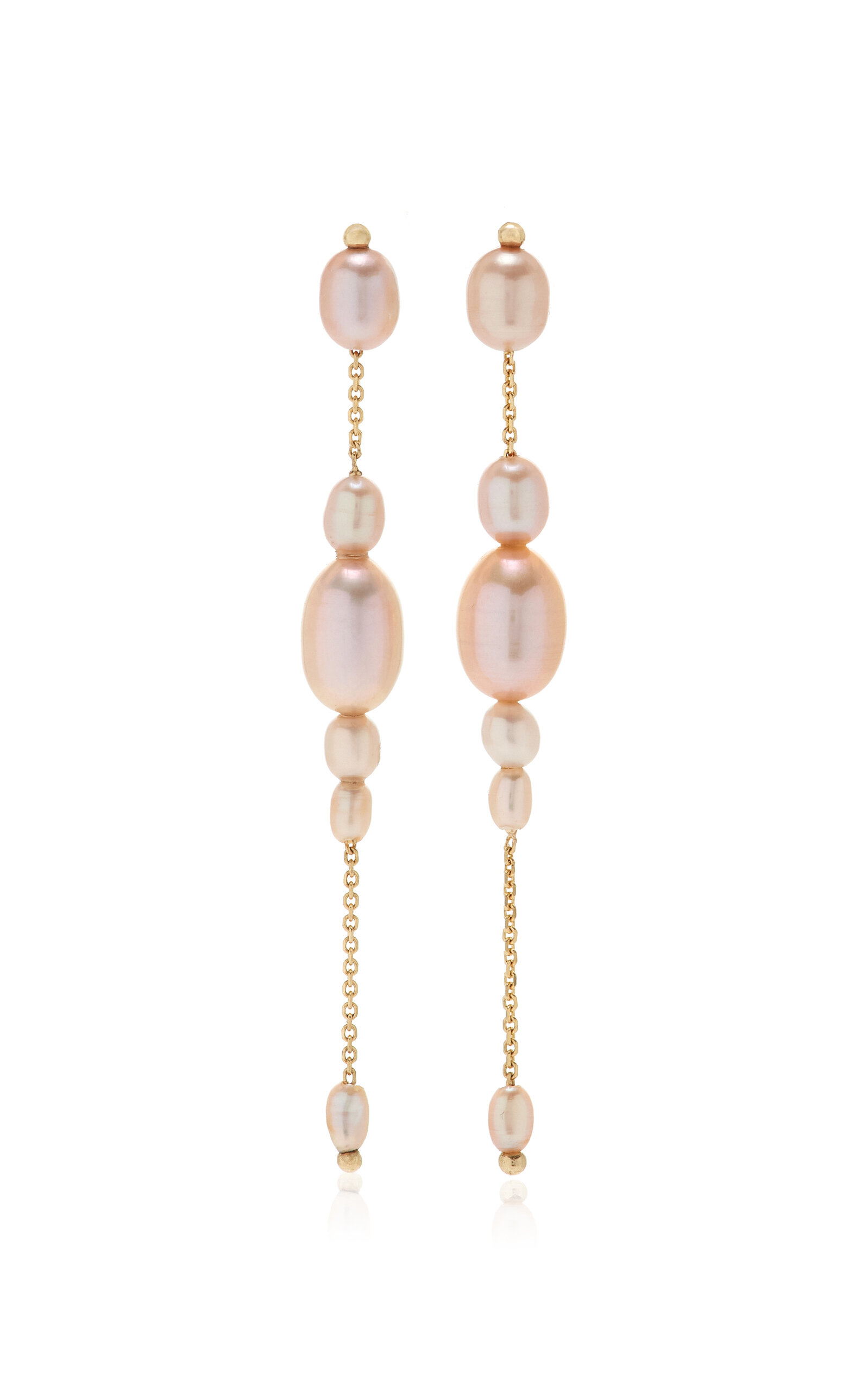 White/space Palazzo 14k Yellow Gold Pearl Earrings In Gold