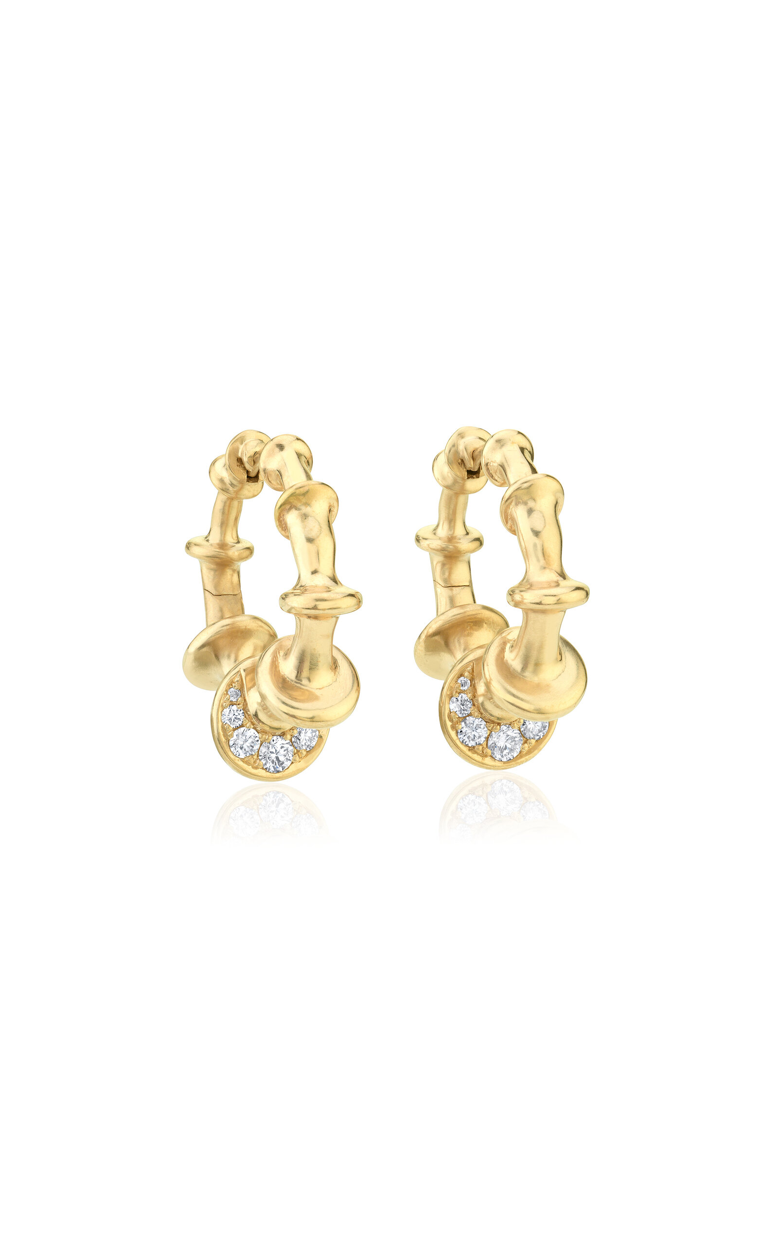 Vram Chrona 18k Yellow Gold Mini Diamond Hoop Earrings In Gold