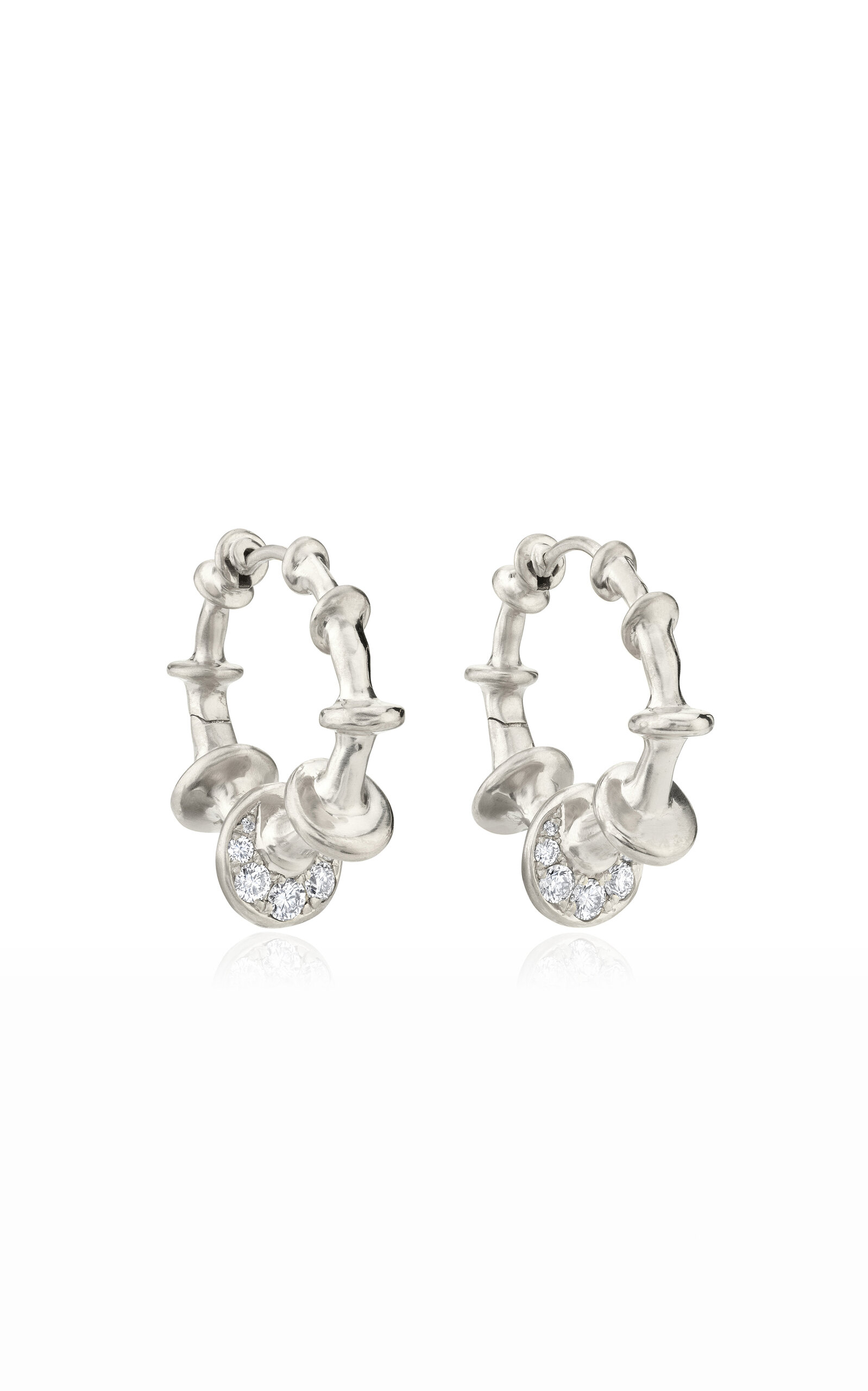 Vram Chrona 18k White Gold Diamond Hoops In White