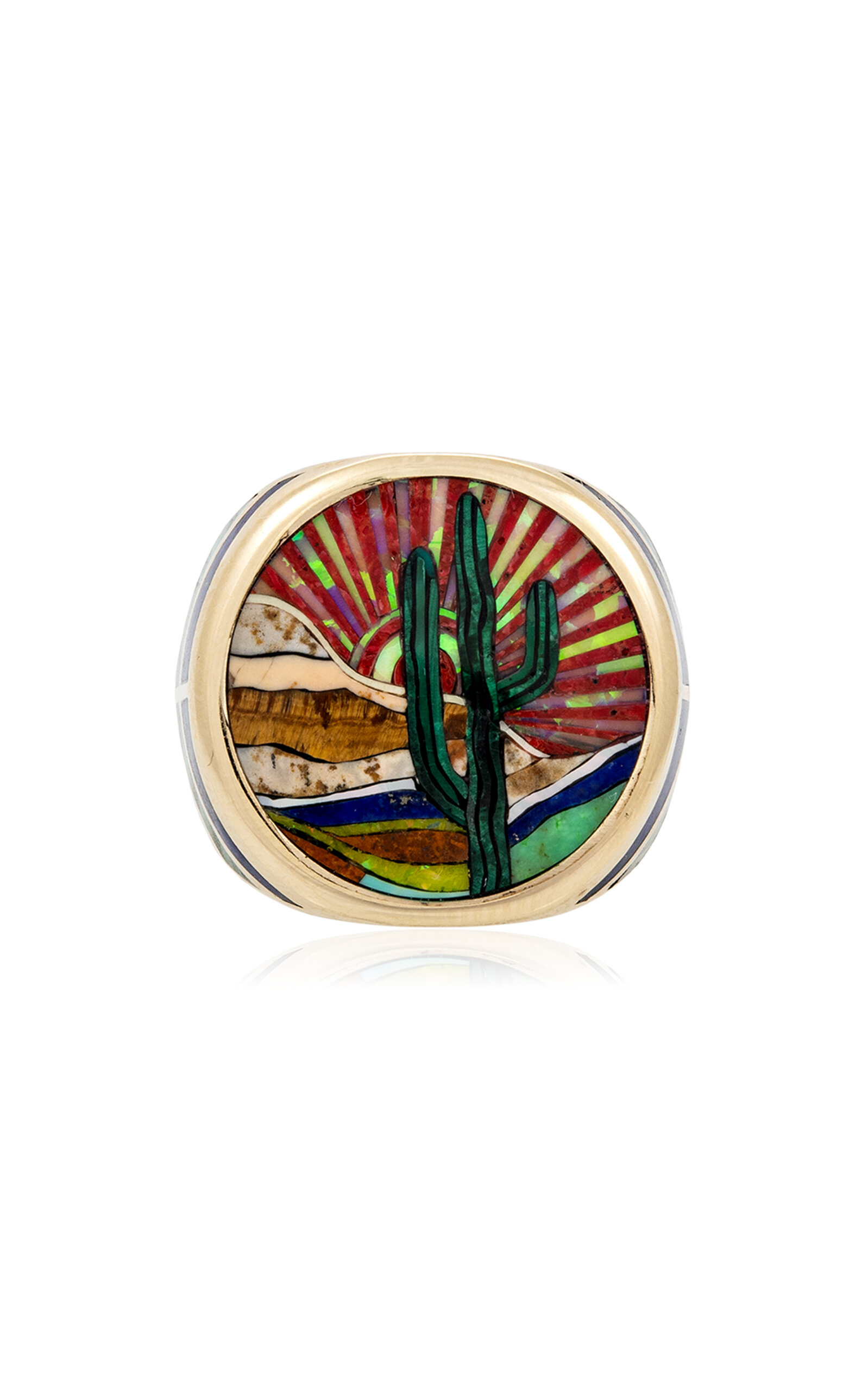 Jacquie Aiche 14k Yellow Gold Desert Scenic Inlay Ring In Gold