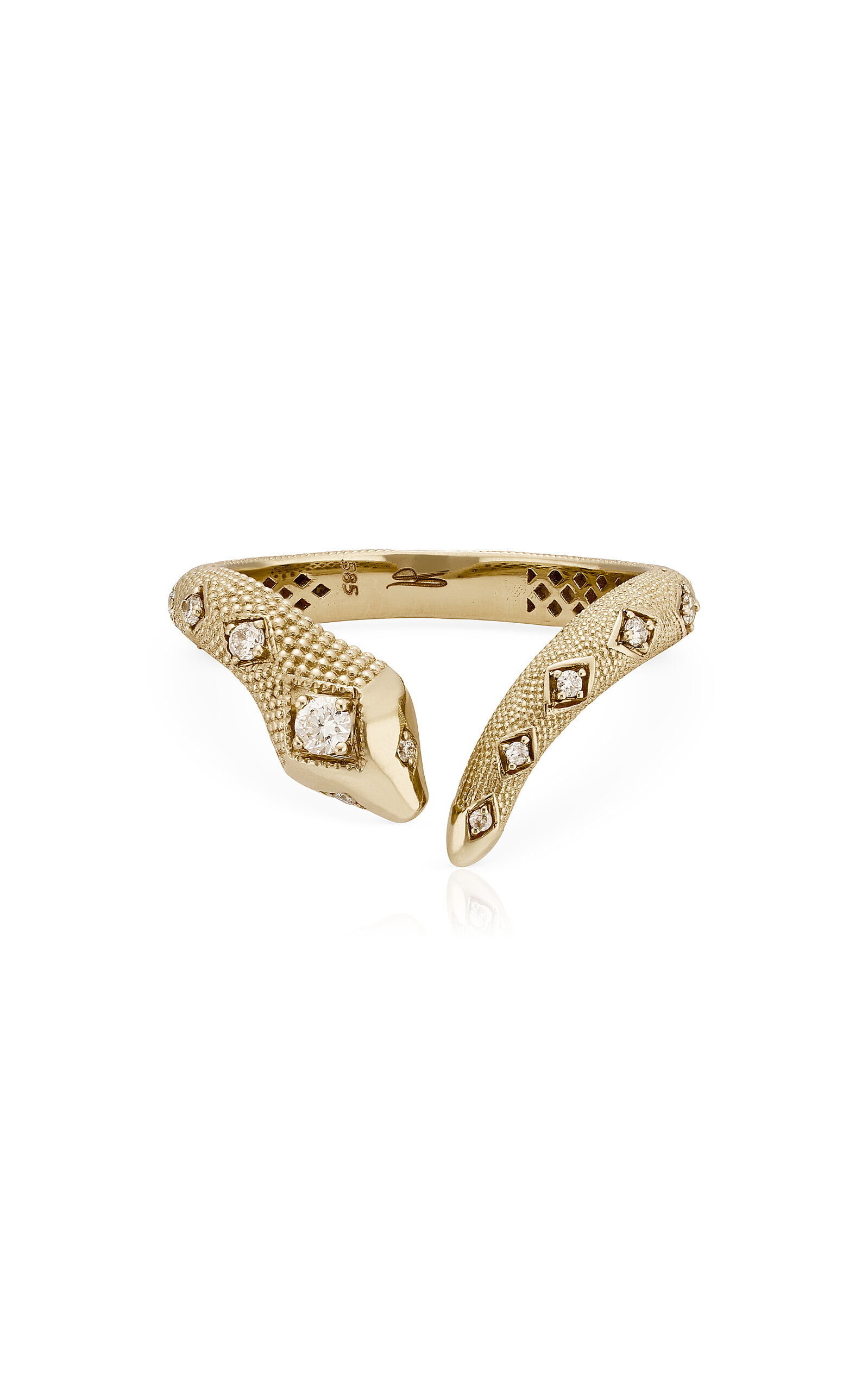 Jacquie Aiche 14k Yellow Gold And Diamond Snake Ring In Gold