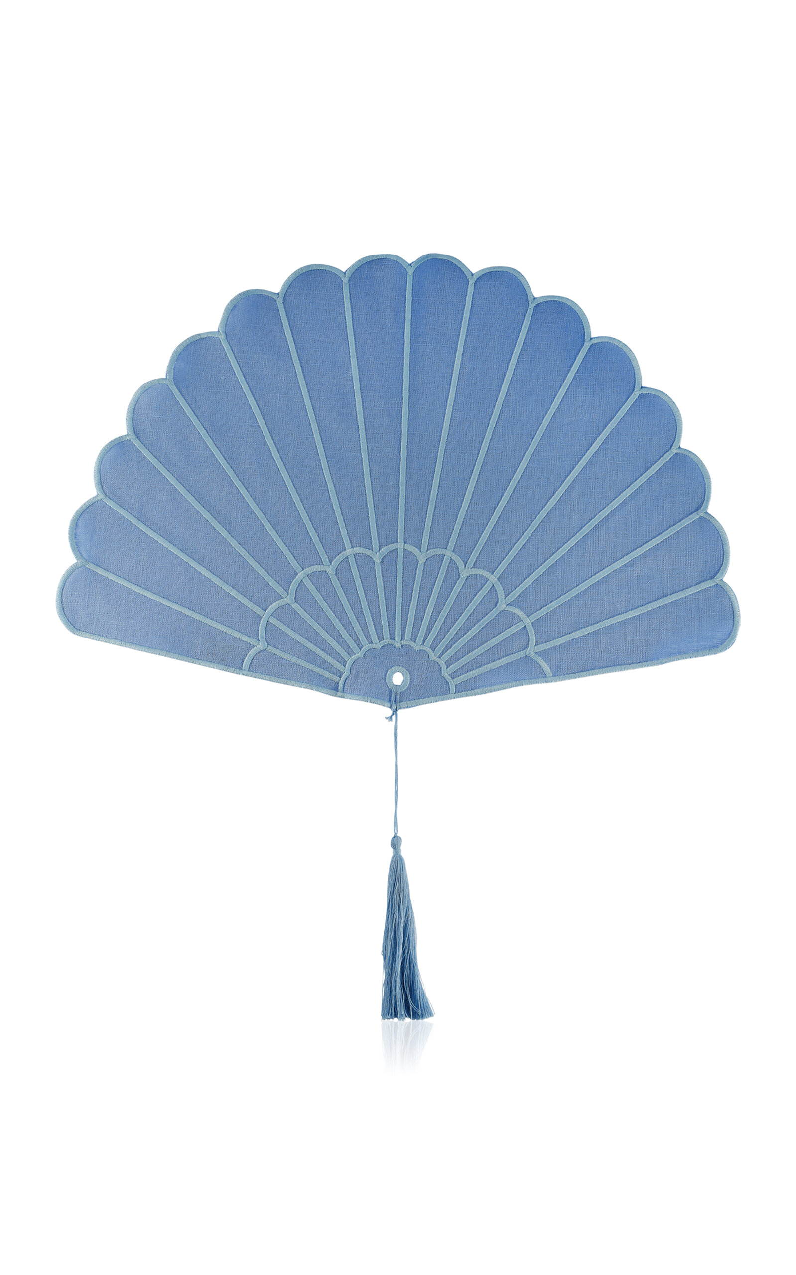 Chefanie Set-of-four Fan Linen Placemats In Blue