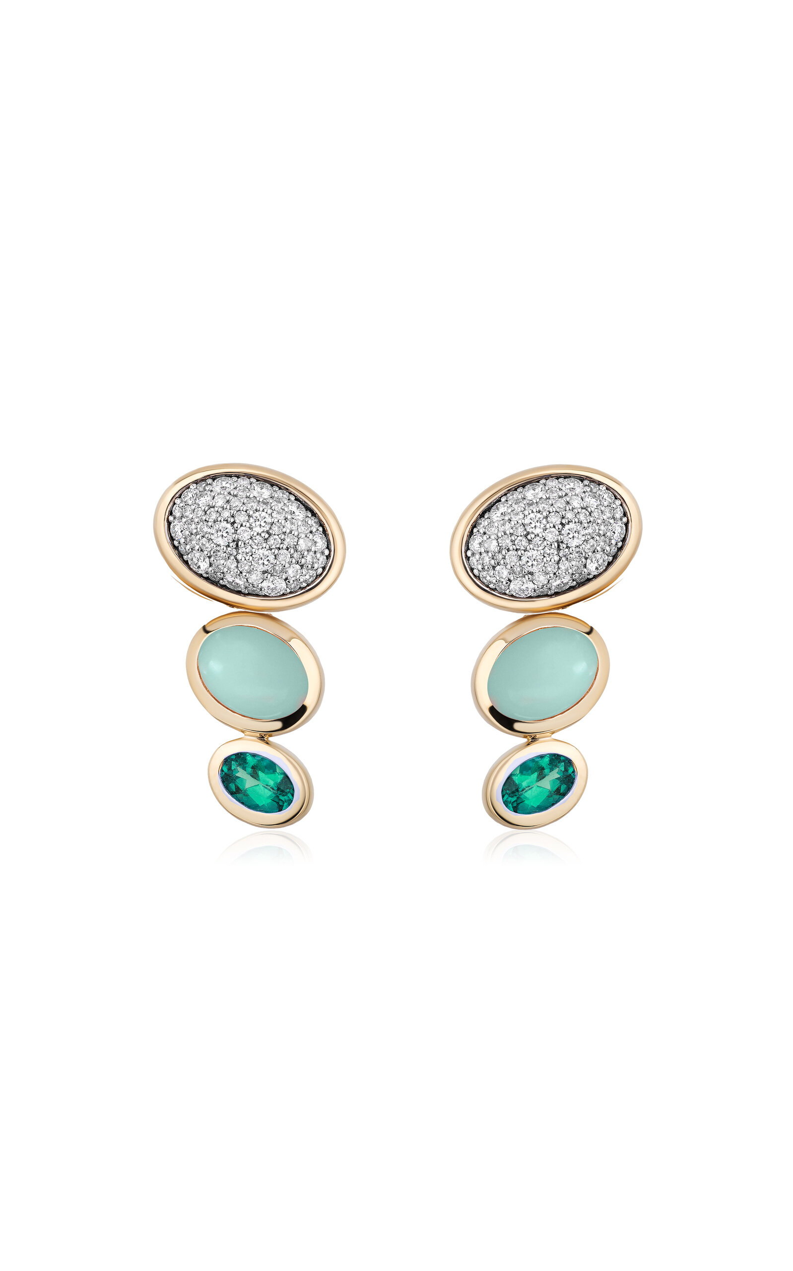 Mason And Books 14k Yellow Gold  Opal; Emerald And Diamond Earrings In Multi