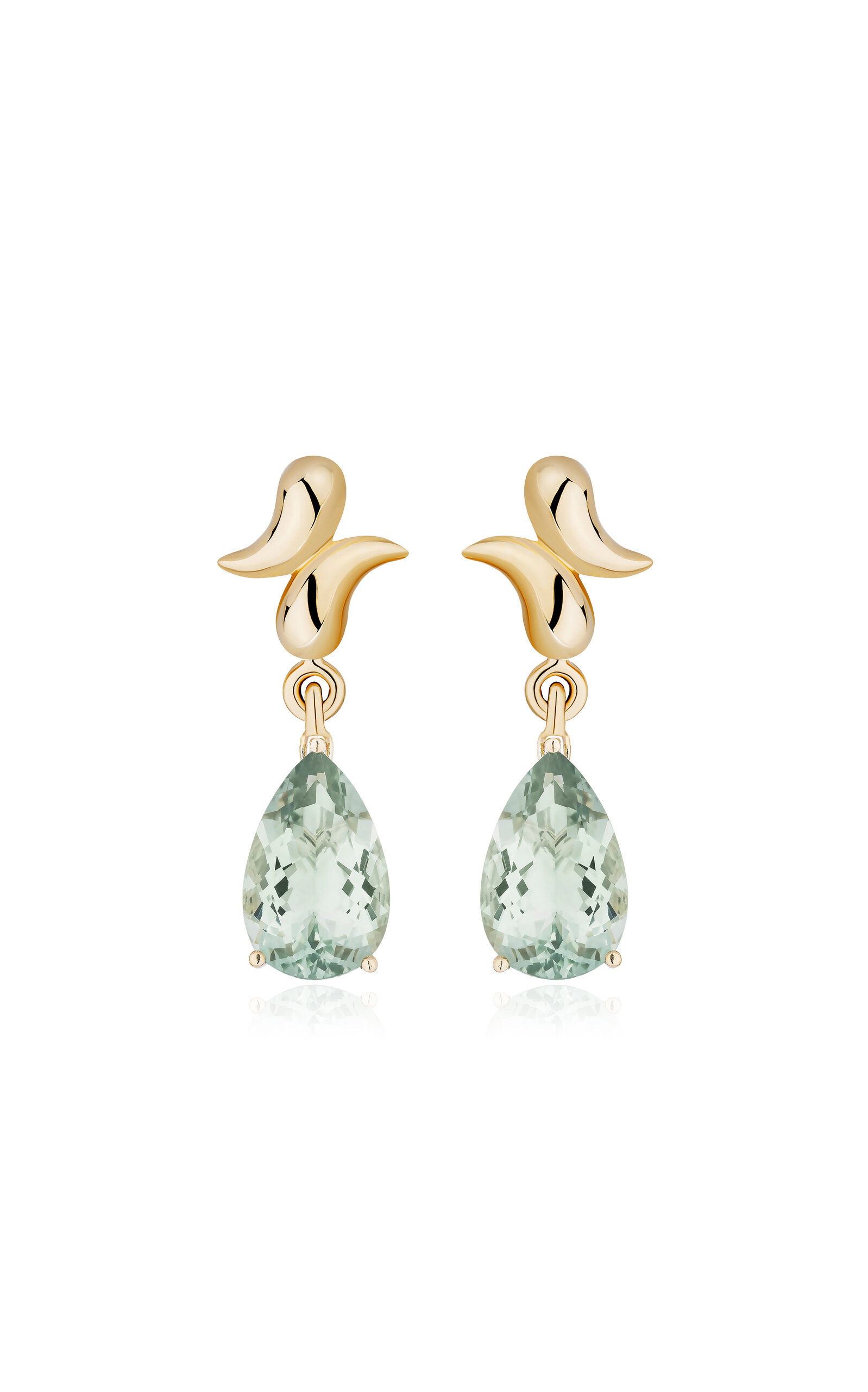 Mason And Books 14k Yellow Gold Prasiolite Earrings In Green