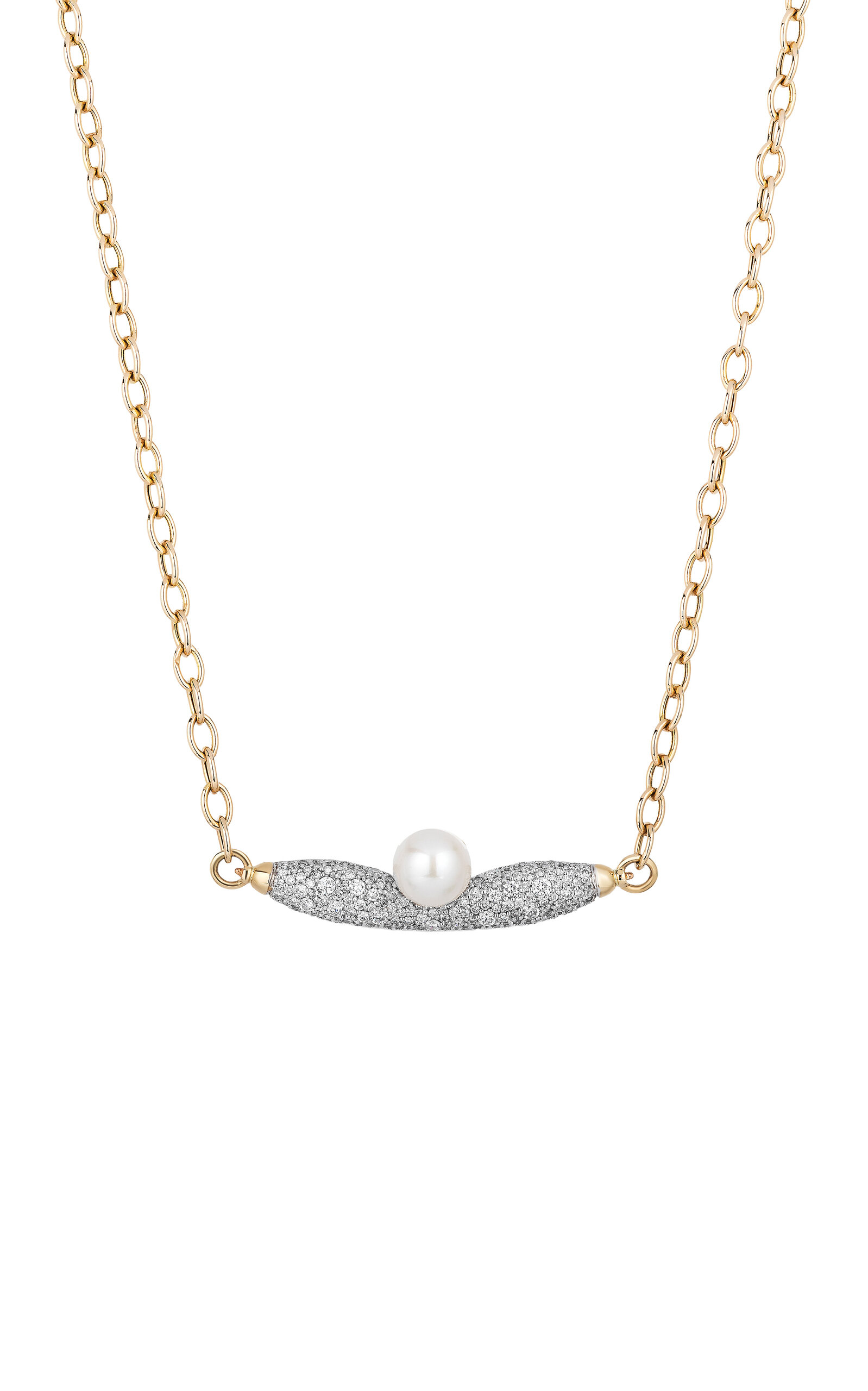 Mason And Books 14k Yellow Gold Pearl And Diamond Necklace In Gold