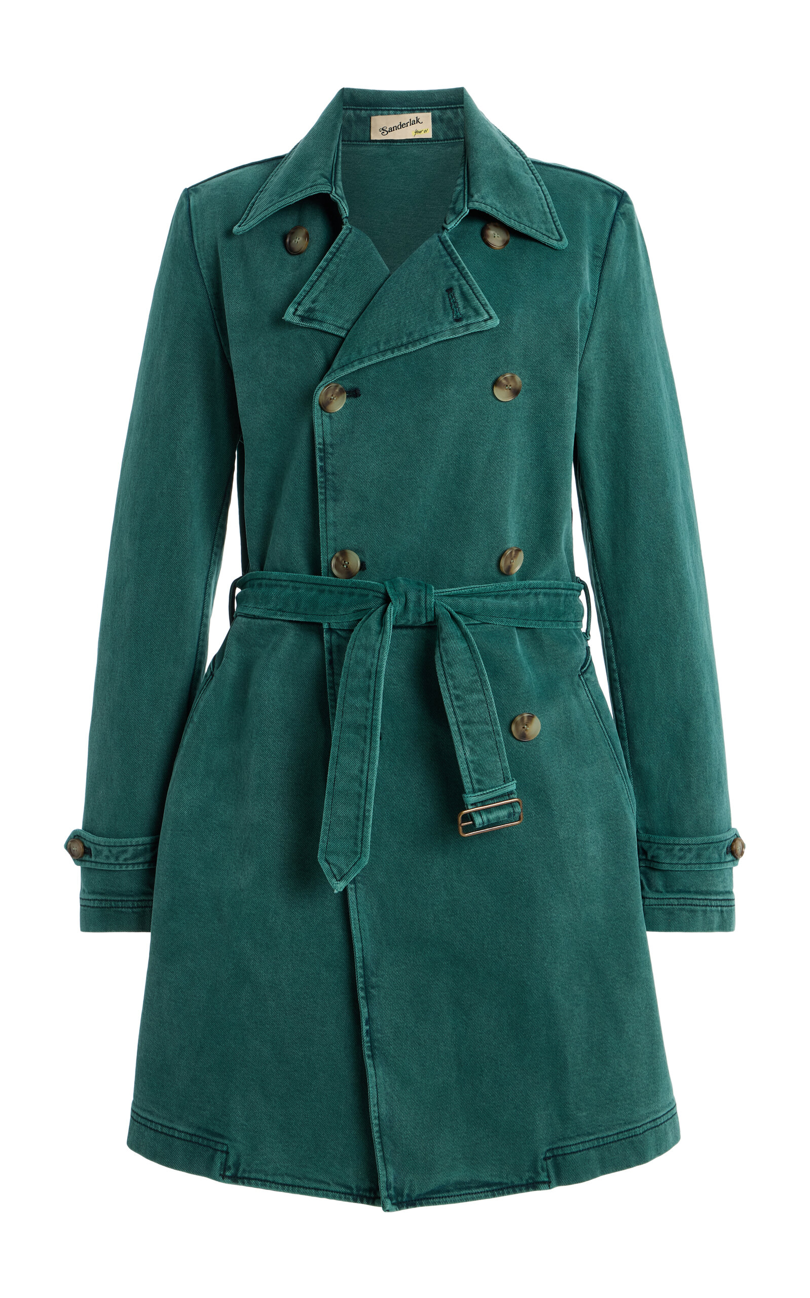 Sanderlak Denim Trench Coat In Green