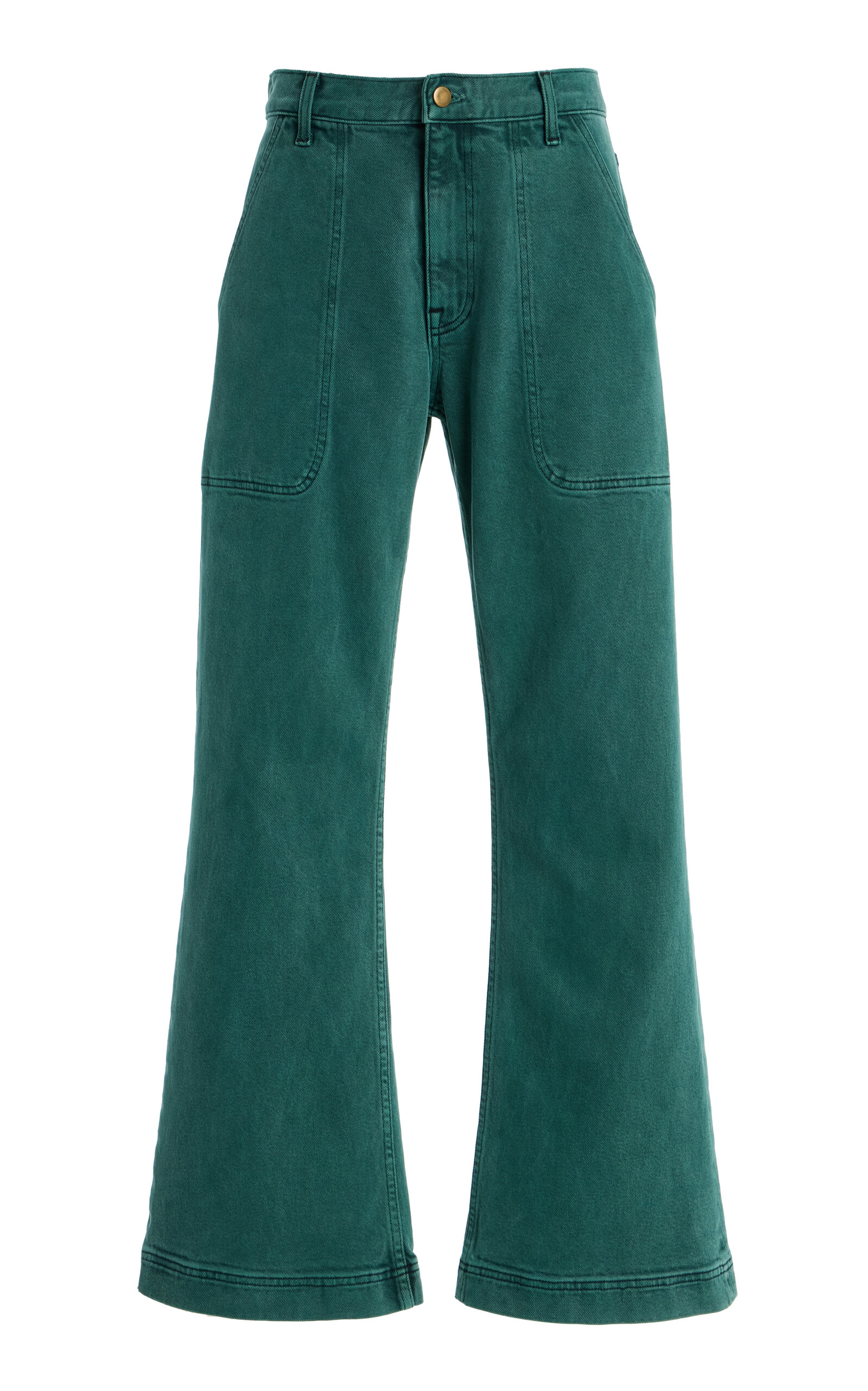 Sanderlak Rigid Low-rise Flared Utility Jean In Green