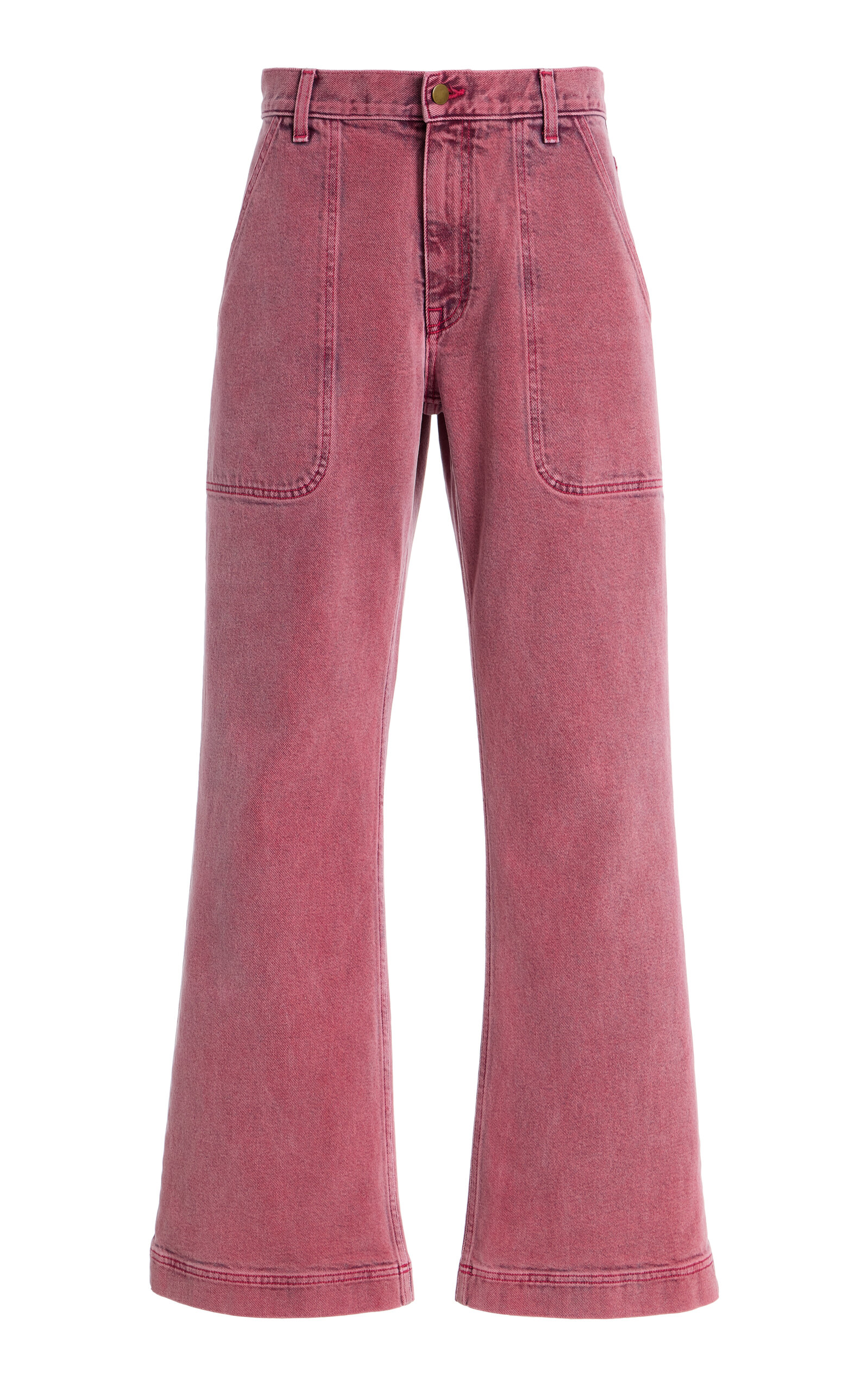 Sanderlak Rigid Low-rise Flared Utility Jean In Pink