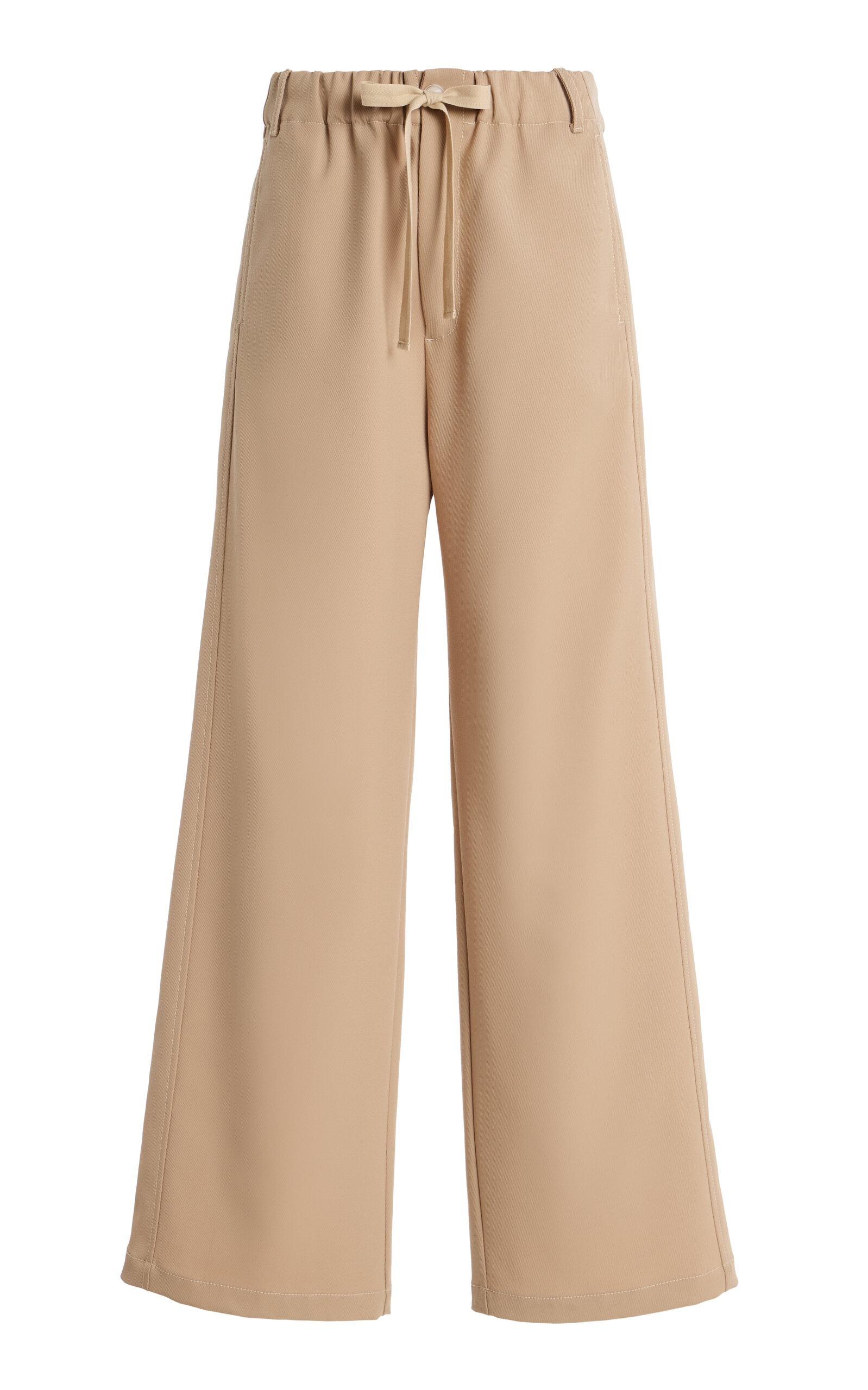 Sanderlak Drawstring Wool-blend Twill Wide-leg Pants In Nude
