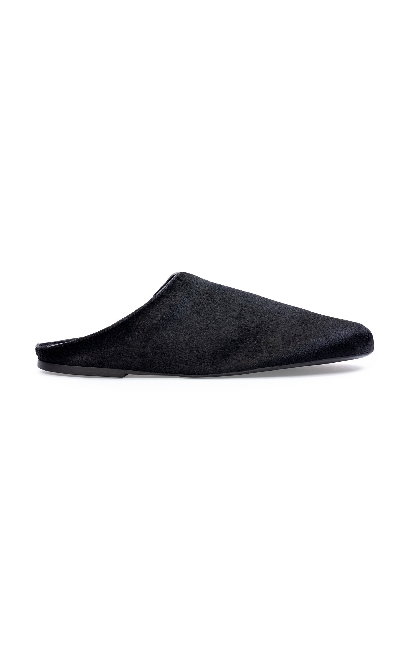 Black Suede Studio Arie Ponyhair Mules
