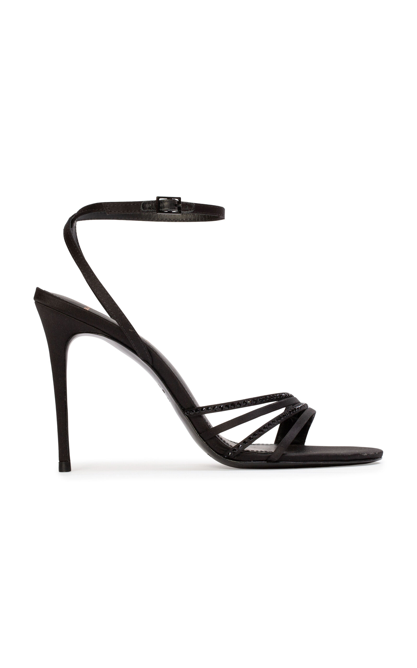 Black Suede Studio Ella Satin Sandals In Black