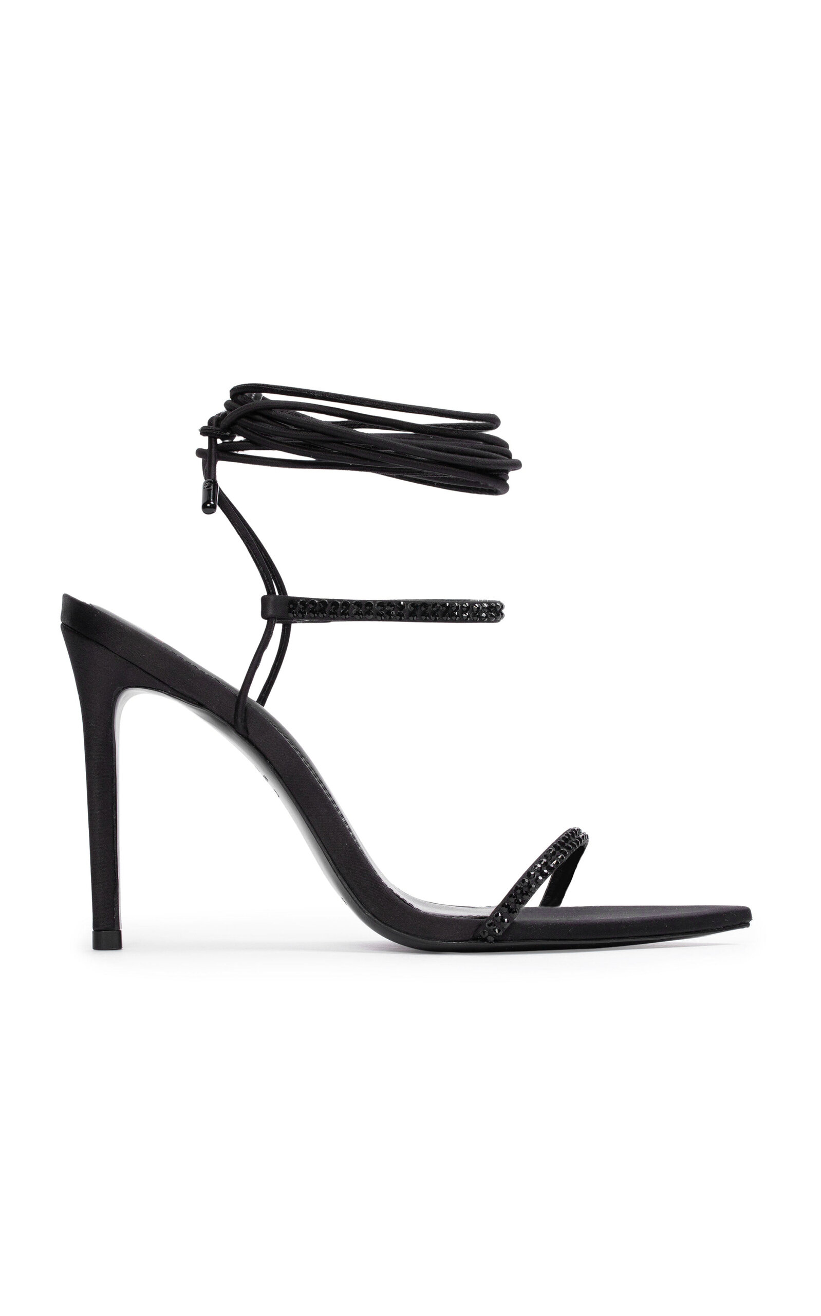 Black Suede Studio Lauren Satin Sandals In Black