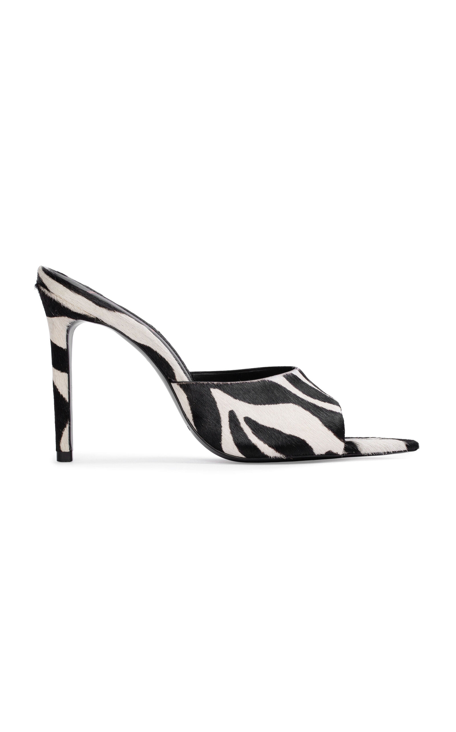Black Suede Studio Bella Zebra Ponyhair Mules In Animal Print