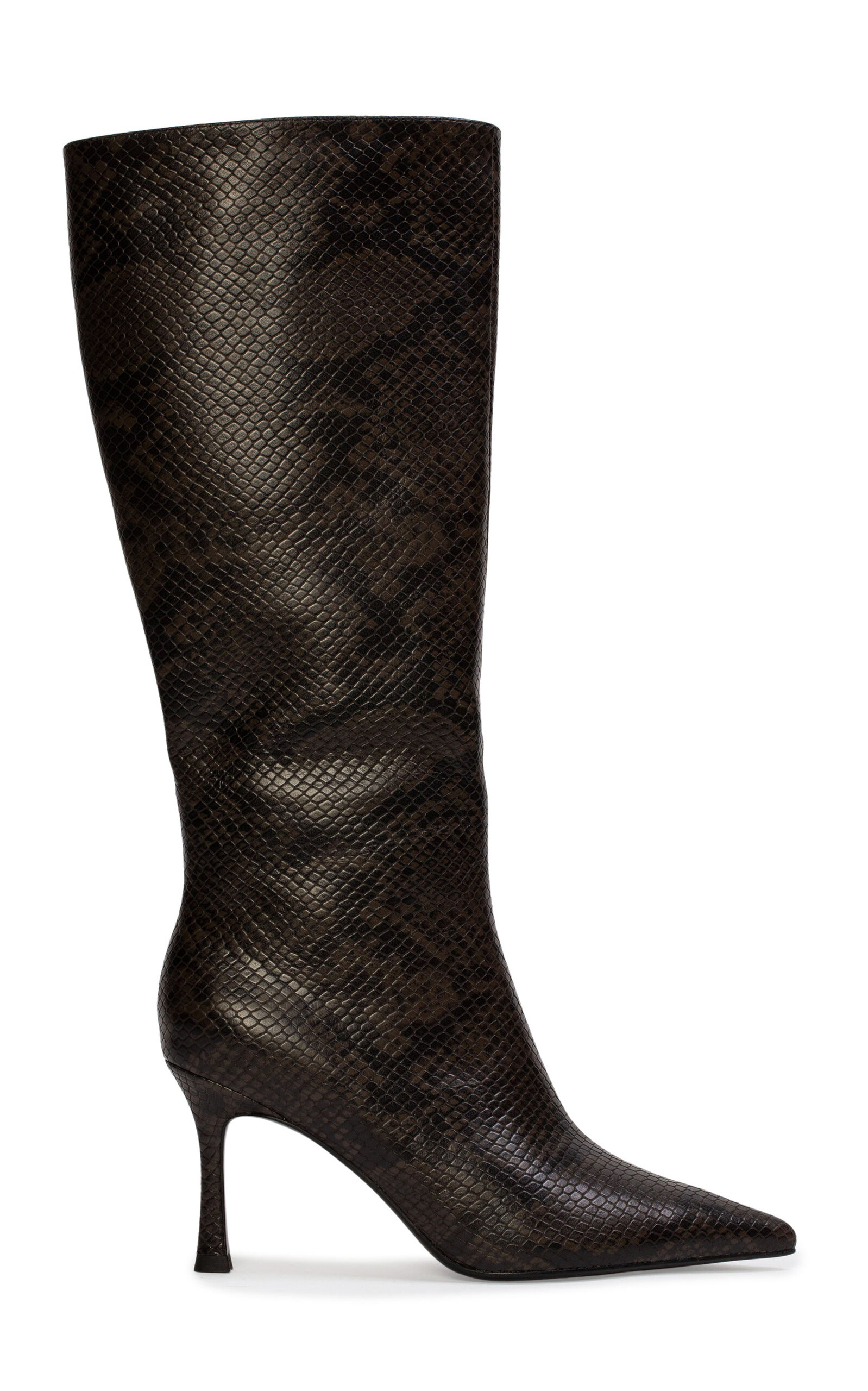 Black Suede Studio Draya Leather Knee Boots In Brown
