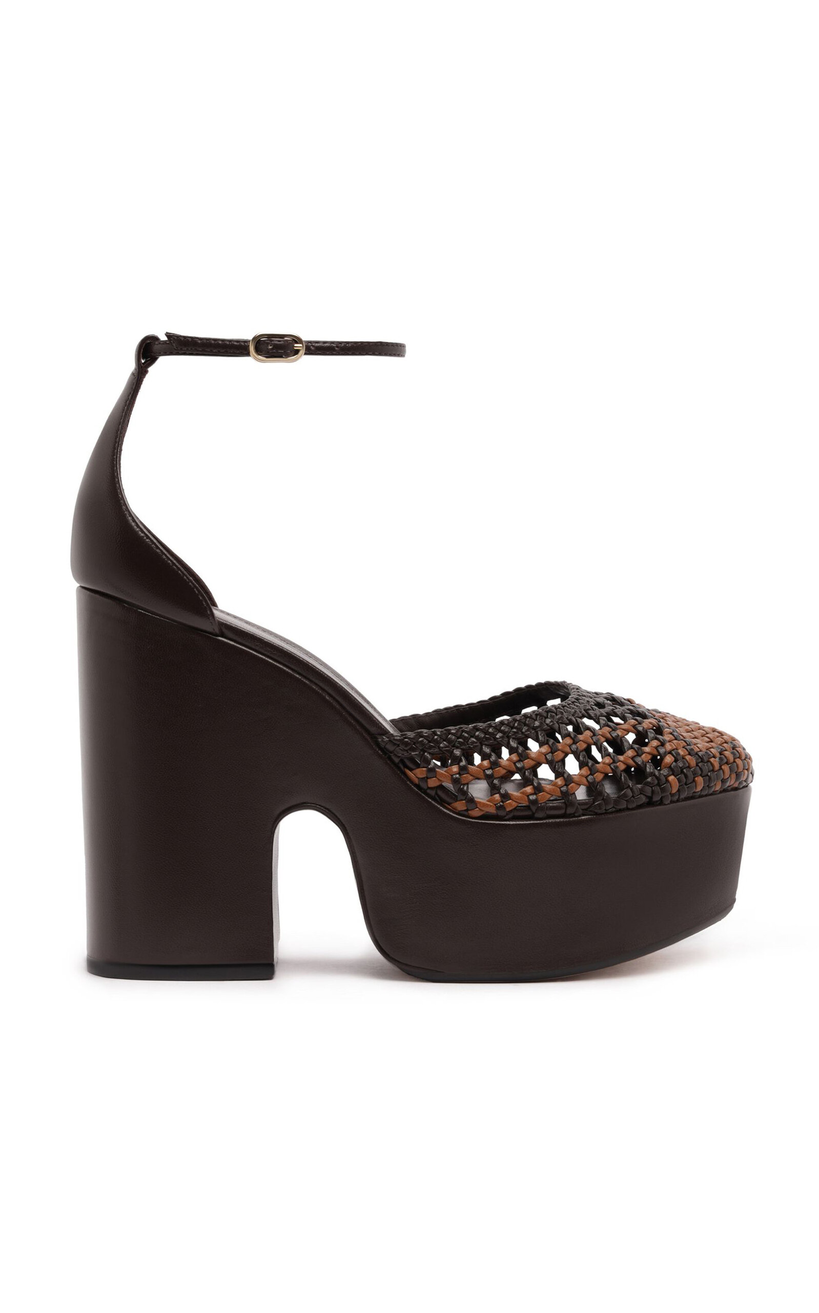 Alexandre Birman Thalita Leather Platform Sandals In Brown