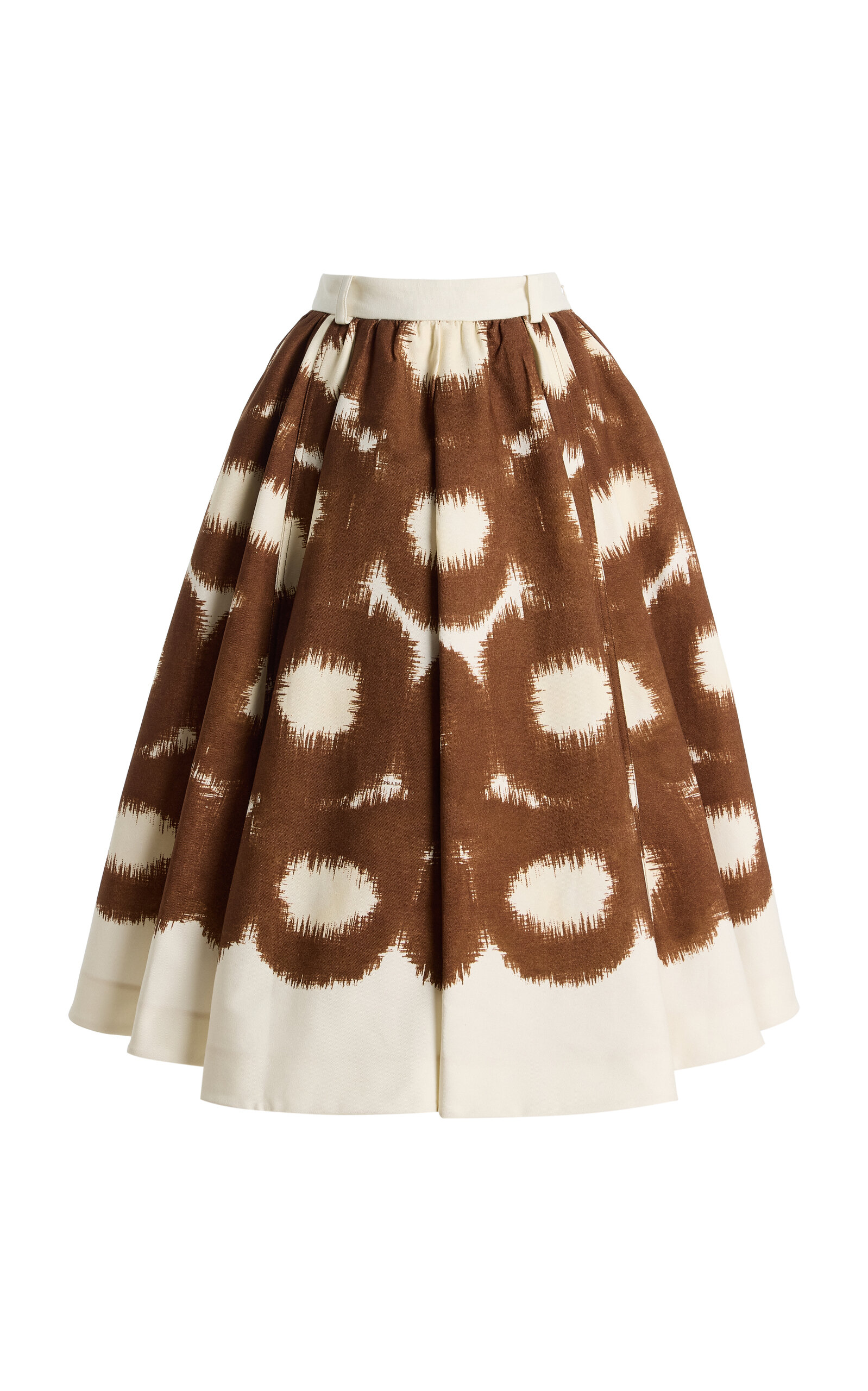 Prada Pleated Printed Cotton-Canvas Midi Skirt