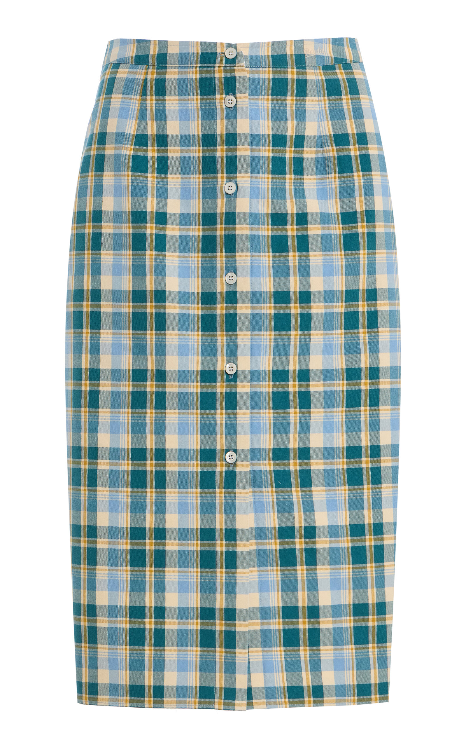 Prada Checked Cotton Midi Skirt