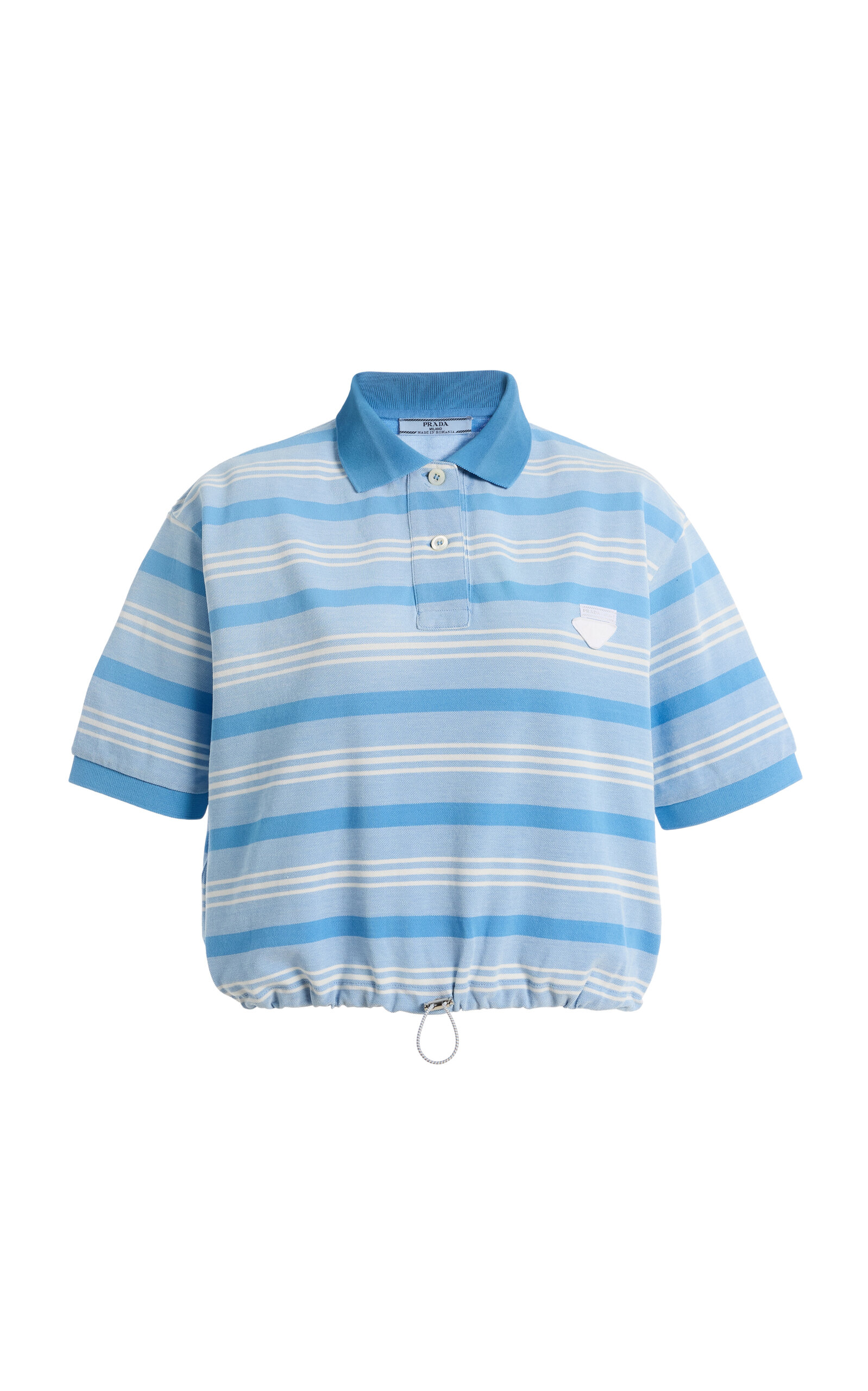 Prada Cropped Cotton Pique Polo Shirt