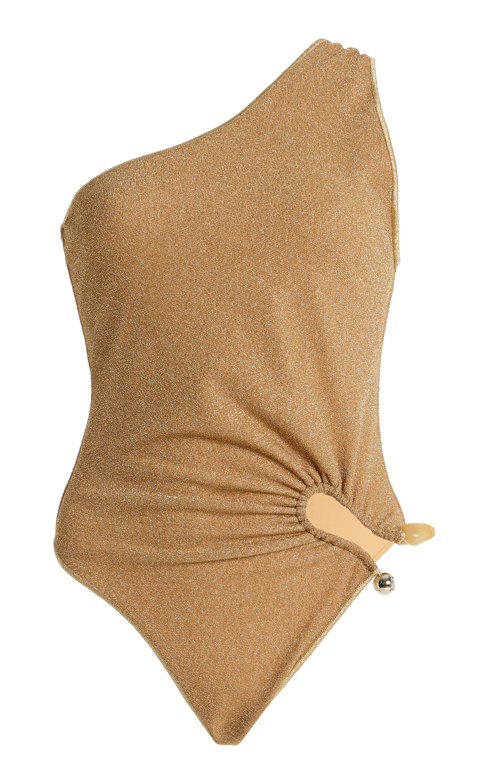 Oseree Lumière Stoned One-Shoulder Swimsuit