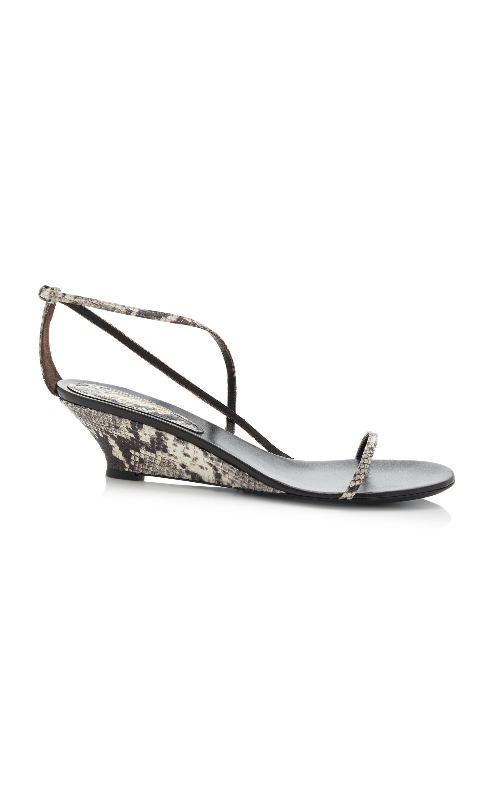 LUCASHEVA Varvara Python-Effect Leather Wedge Sandals - Moda Operandi