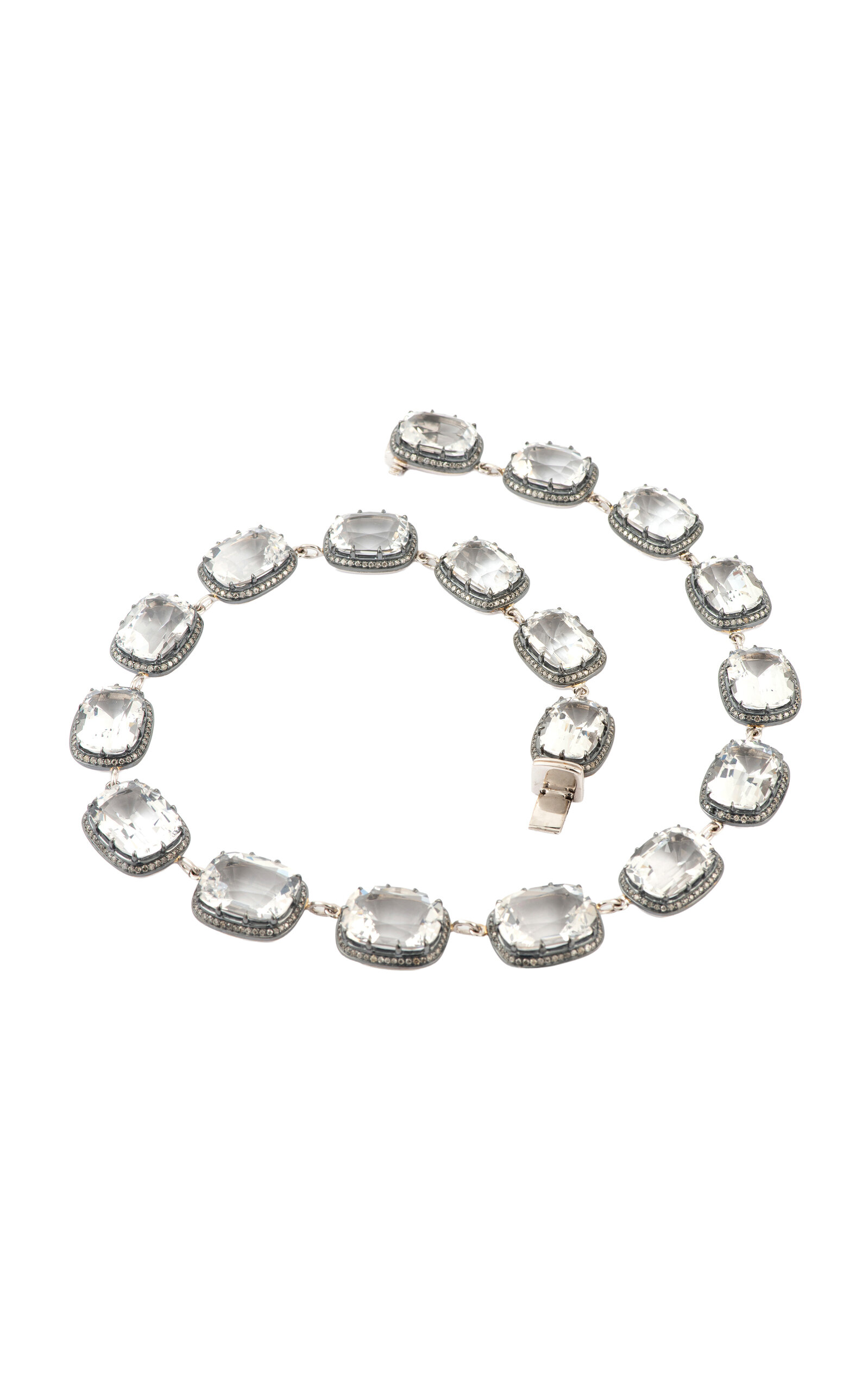 Sylva & Cie 18k White Gold Cushion Cut Rock Crystal Riviere - White - OS - Only At Moda Operandi