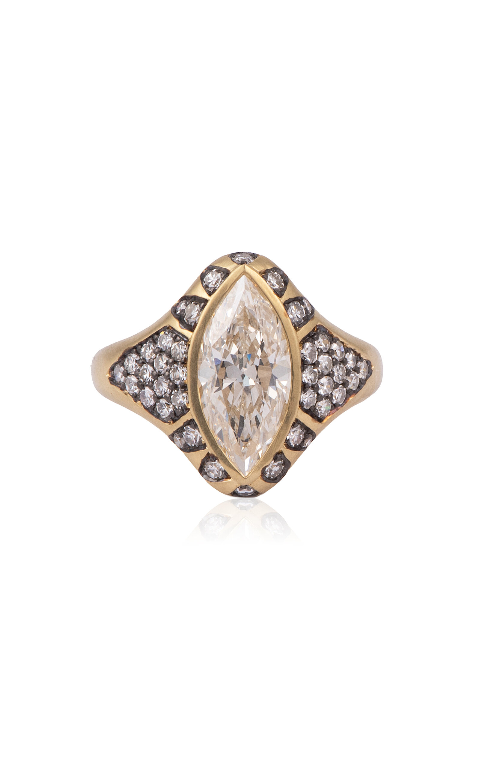 Sylva & Cie 18k Yellow Gold Gilded Age Marquise Diamond Ring - White - US 6.5 - Only At Moda Operandi