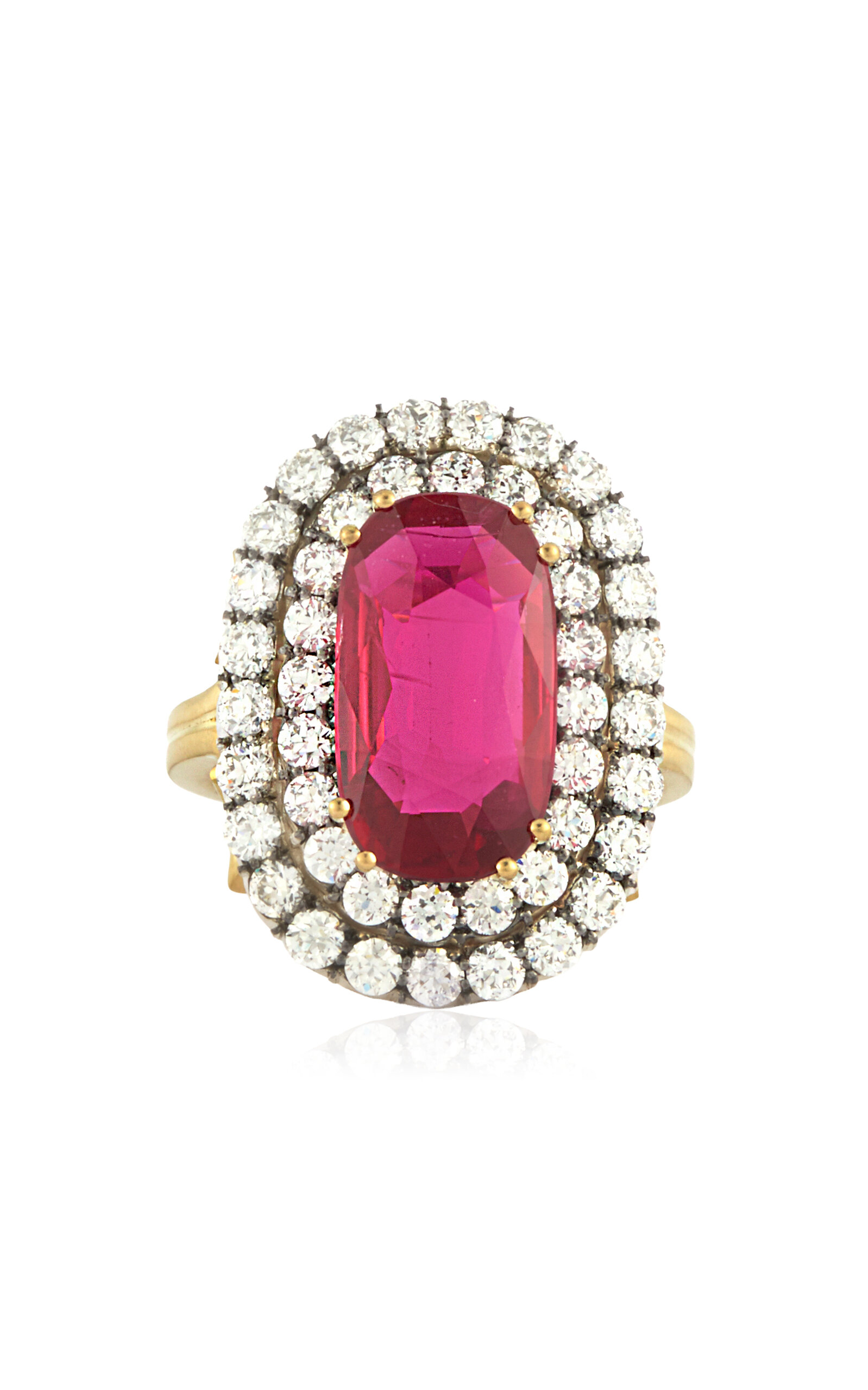 Sylva & Cie 18k Yellow Gold Thain Ruby Ring with Old Euro Cut Diamonds - Red - US 7.5 - Only At Moda Operandi