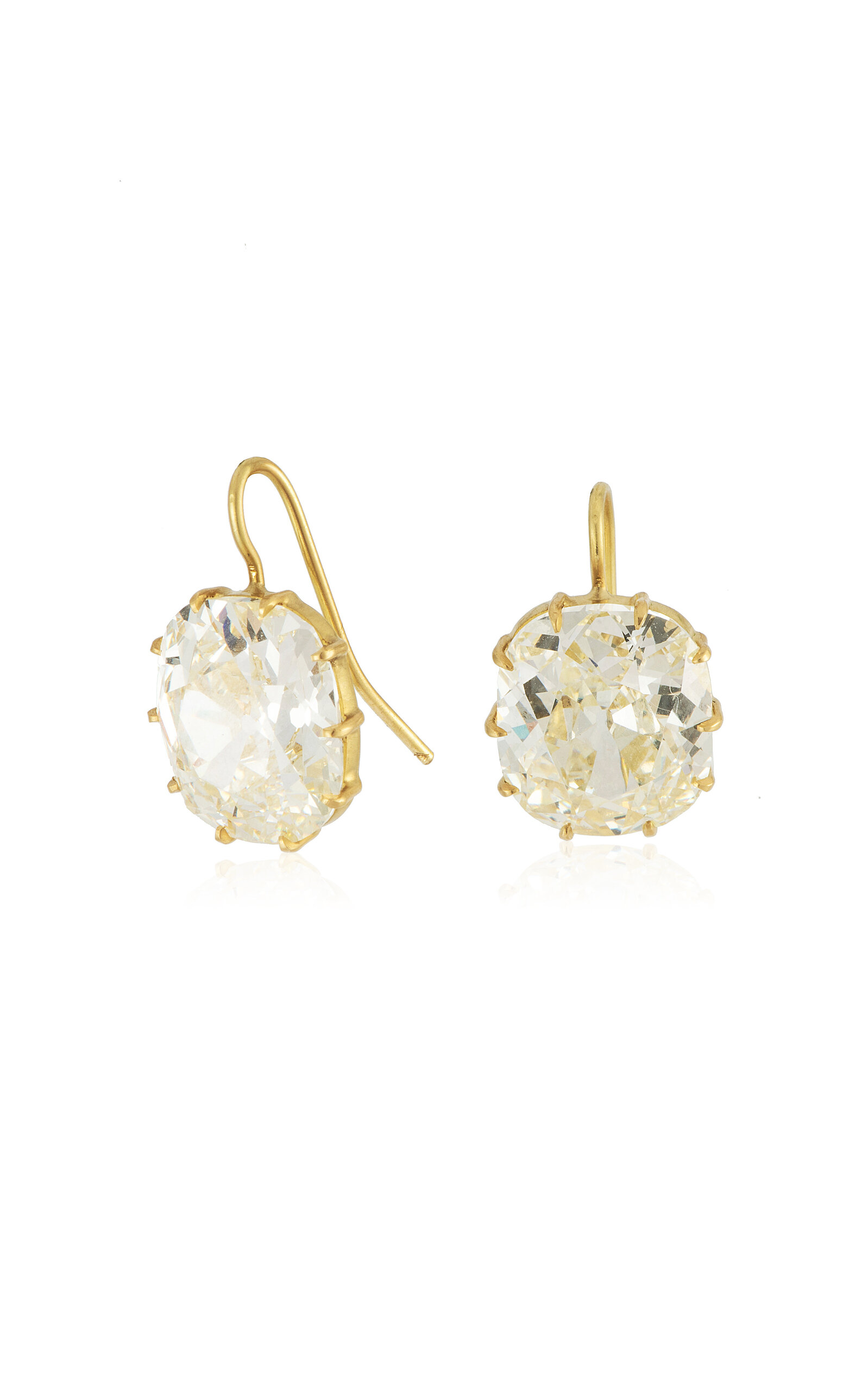 Sylva & Cie 18k Yellow Gold Antique Old Cushion Cut Diamond Bomb Earrings - White - OS - Only At Moda Operandi