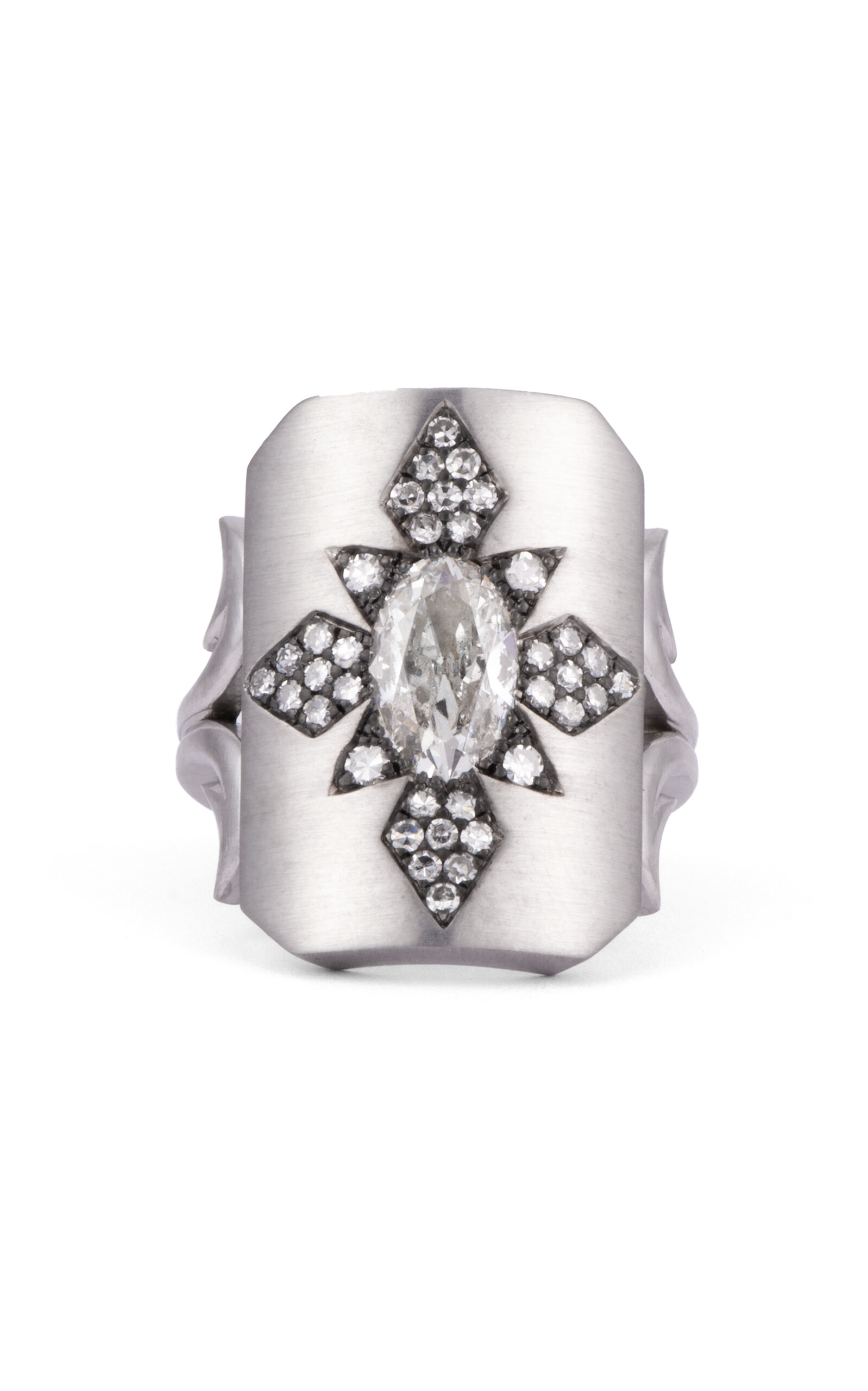 Sylva & Cie 18k White Gold Gilded Age Ten Table Ring In White