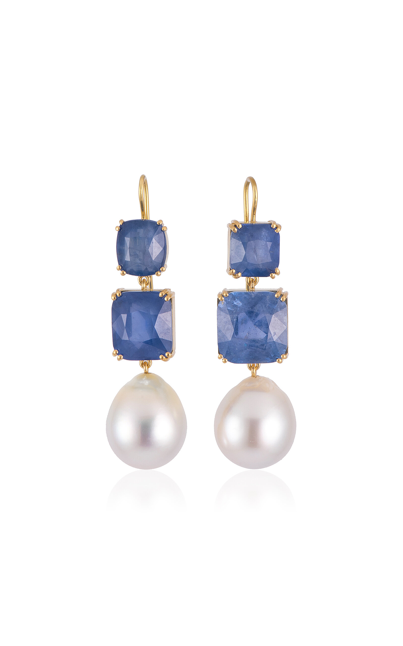 Sylva & Cie 18k Yellow Gold Sapphire and South Seas Pearl Drop Earrings - Blue - OS - Only At Moda Operandi