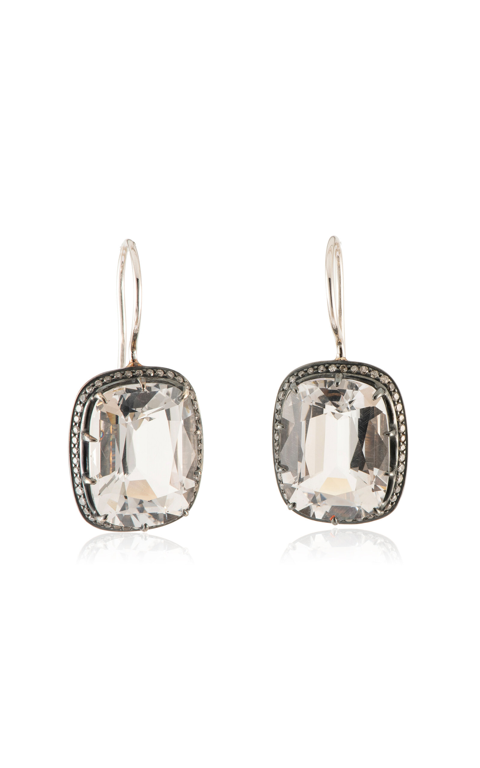 Sylva & Cie 18k White Gold Cushion Cut Rock Crystal Earrings - White - OS - Only At Moda Operandi