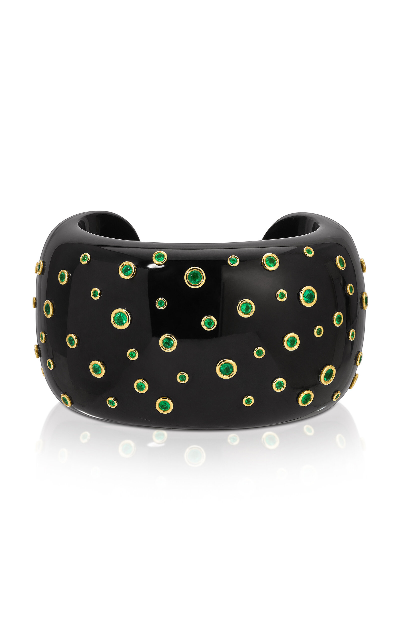 Octavia Elizabeth 18k Yellow Gold Black Jade Emerald Nesting Gem Cuff Bracelet - Black - OS - Only At Moda Operandi
