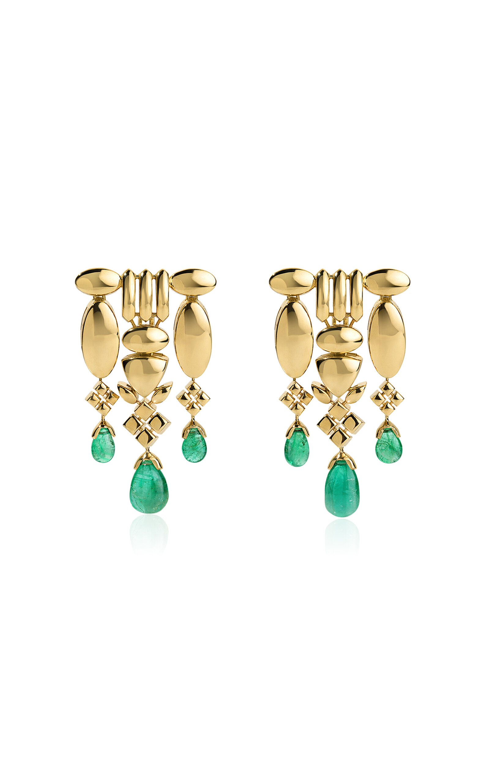 Jade Ruzzo 18k Yellow Gold Gloria Cocktail Earrings - Emerald Drops - Green - OS - Only At Moda Operandi