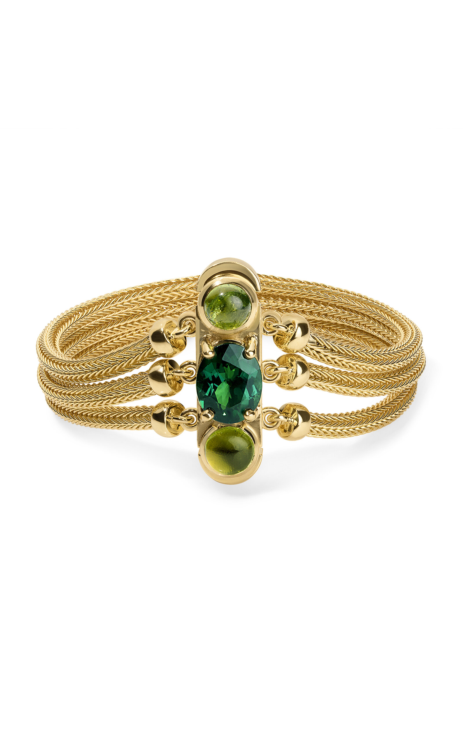 Jade Ruzzo 18k Yellow Gold Snare Strand Bracelet Green Tourmaline In Green